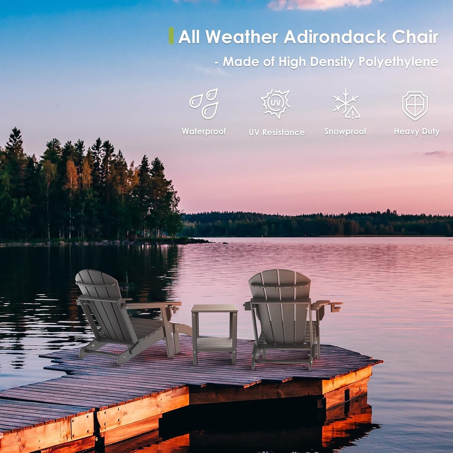 GREENVINES Folding-Adirondack-Chairs-Set-of-6 | HDPE Plastic | Fire Pit Chair | All Weather | Cup Holder | Grey | for Deck Backyard Patio Outdoor Garden