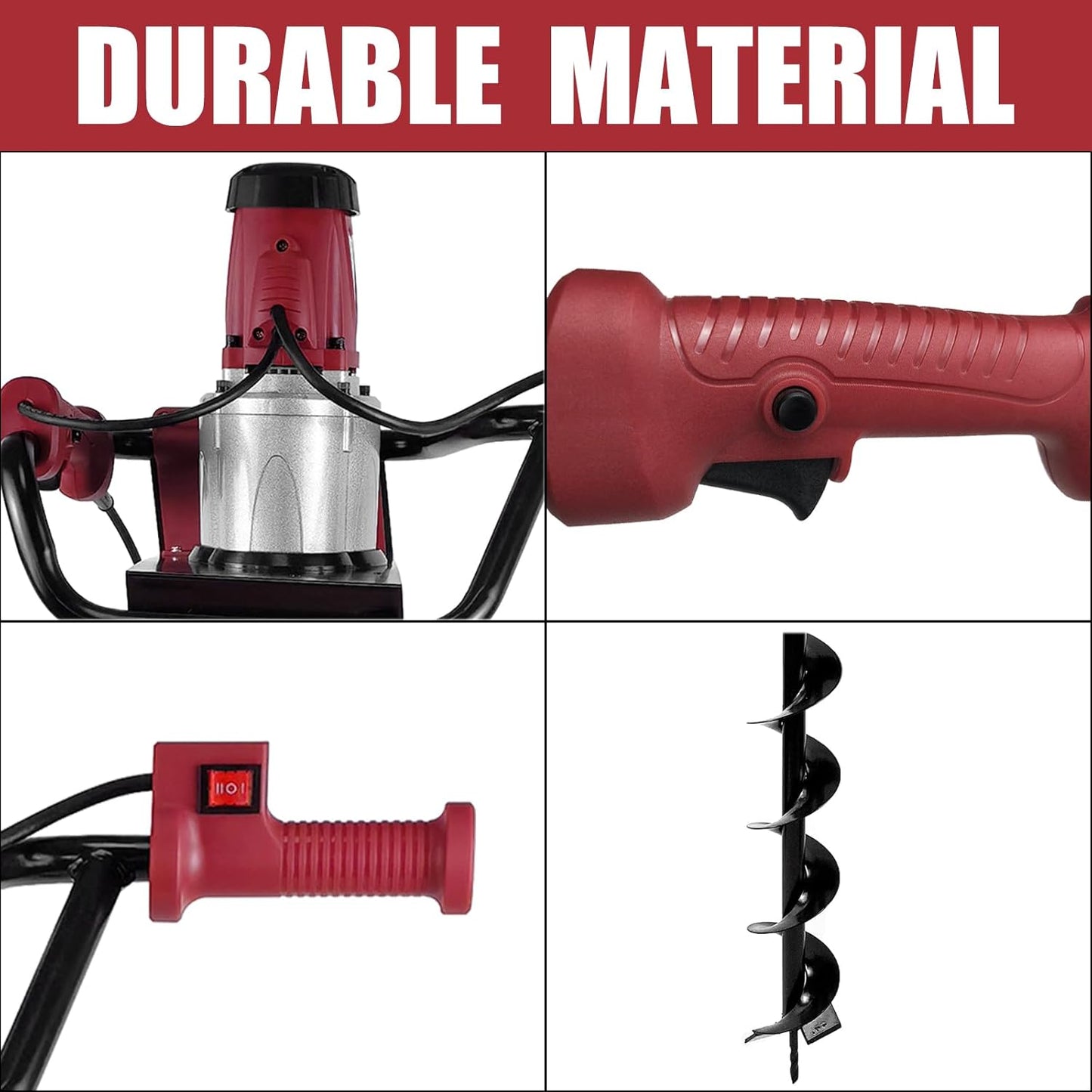 JKCHENPRO Earth Auger with Reverse Function, 1500W Electric Post Hole Digger with 6" Drill Bit, 110V Electric Powered Auger for Fence Posts, Tree Planting, Landscaping & Gardening