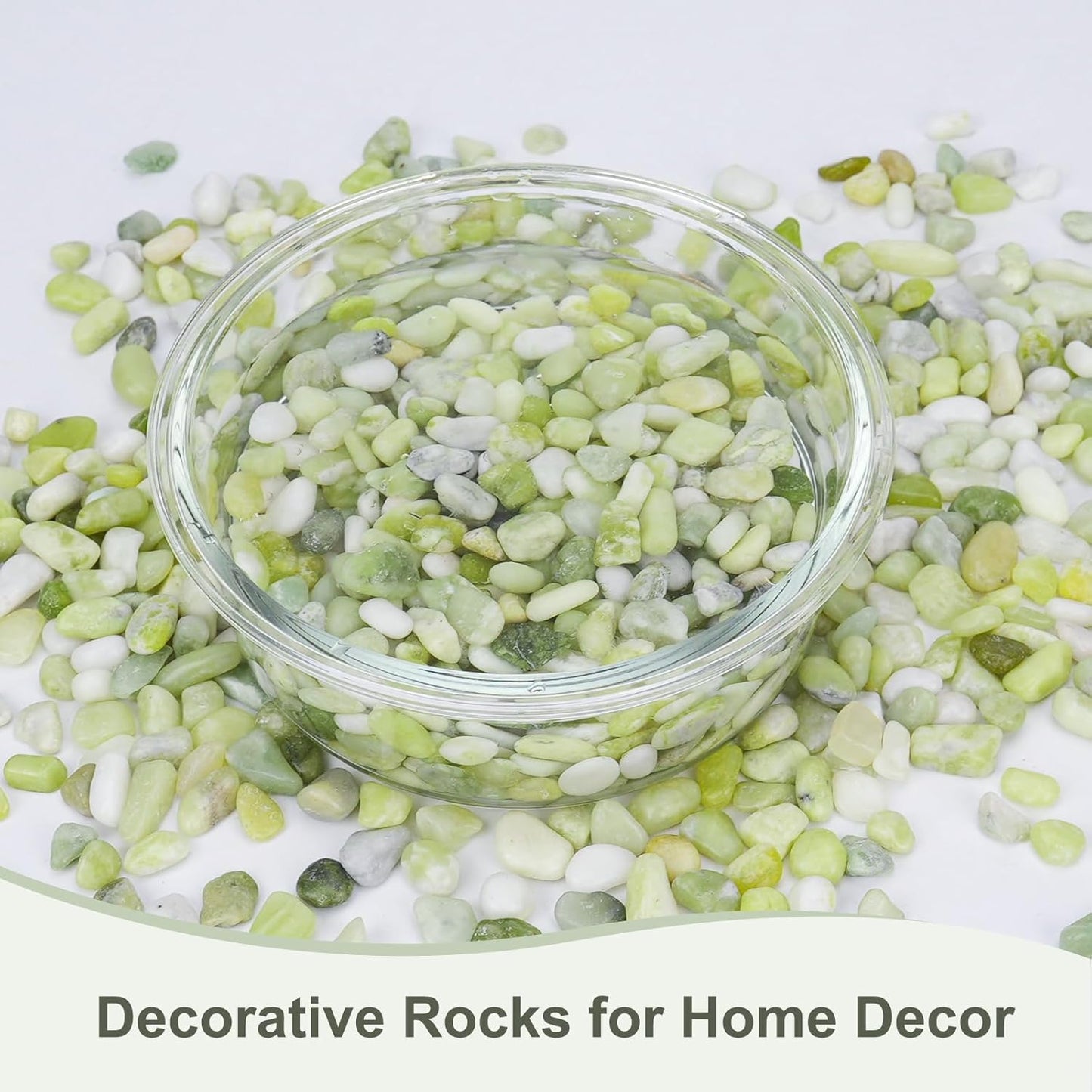 5 lbs Jade Pebbles for Indoor Plants, Decorative Pebbles for Bamboo, Vase, 3/8" Plant Gravel for Pots Indoor, Highly Polished Small River Rocks