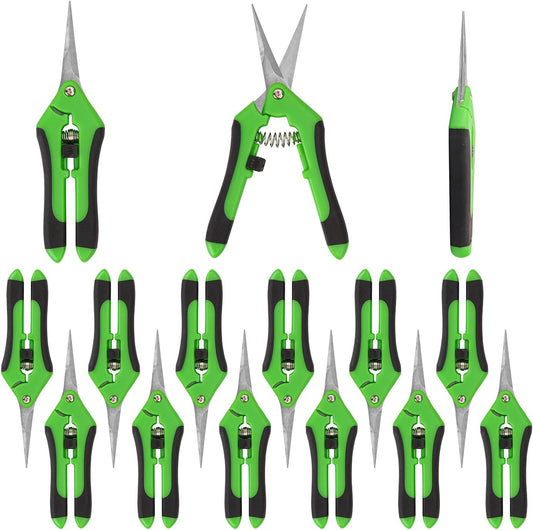 15 Pack 6.5 Inch Green Garden Pruning Scissors, Stainless Steel Blades Hand Pruner, Sharp Point Gardening Shears Cutter, A Must-have Gardening Pruning Shear, Supplies & Accessories