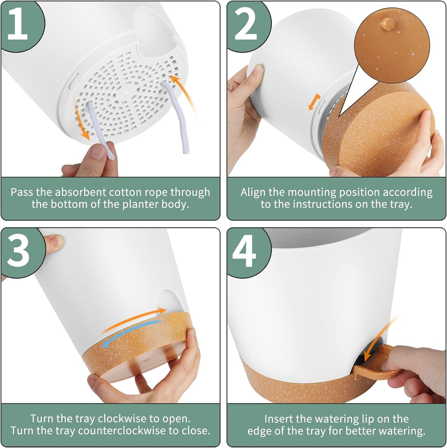 GARDIFE Plant Pots 7/6.5/6/5.5/5 Inch Self Watering Planters with Drainage Hole, Plastic Flower Pots, Nursery Planting Pot for All House Plants, African Violet, Flowers, and Cactus,White