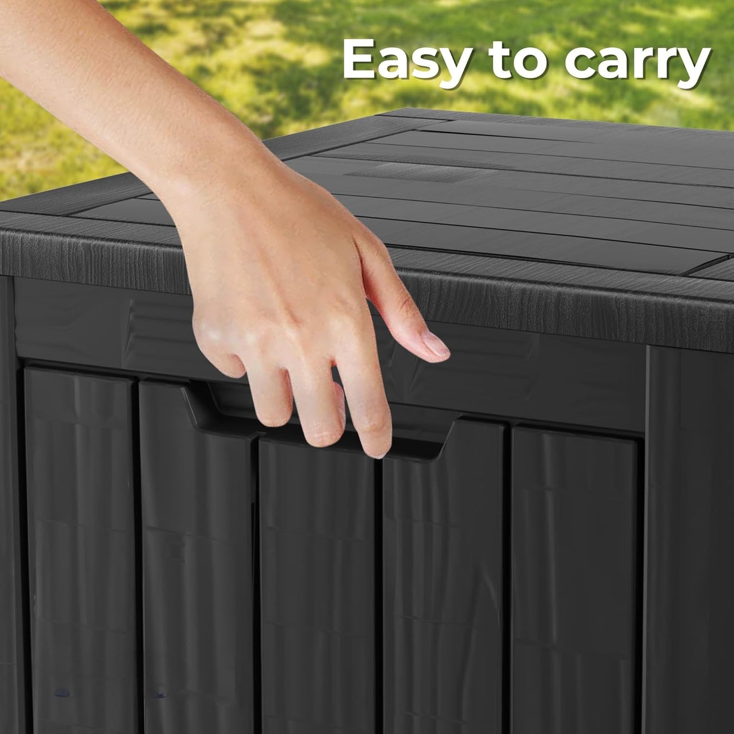 35 Gallon Resin Deck Box, Waterproof Outdoor Storage Bin for Patio, Poolside, and Garden, Lockable & UV-Resistant, Ideal for Small Spaces, Black