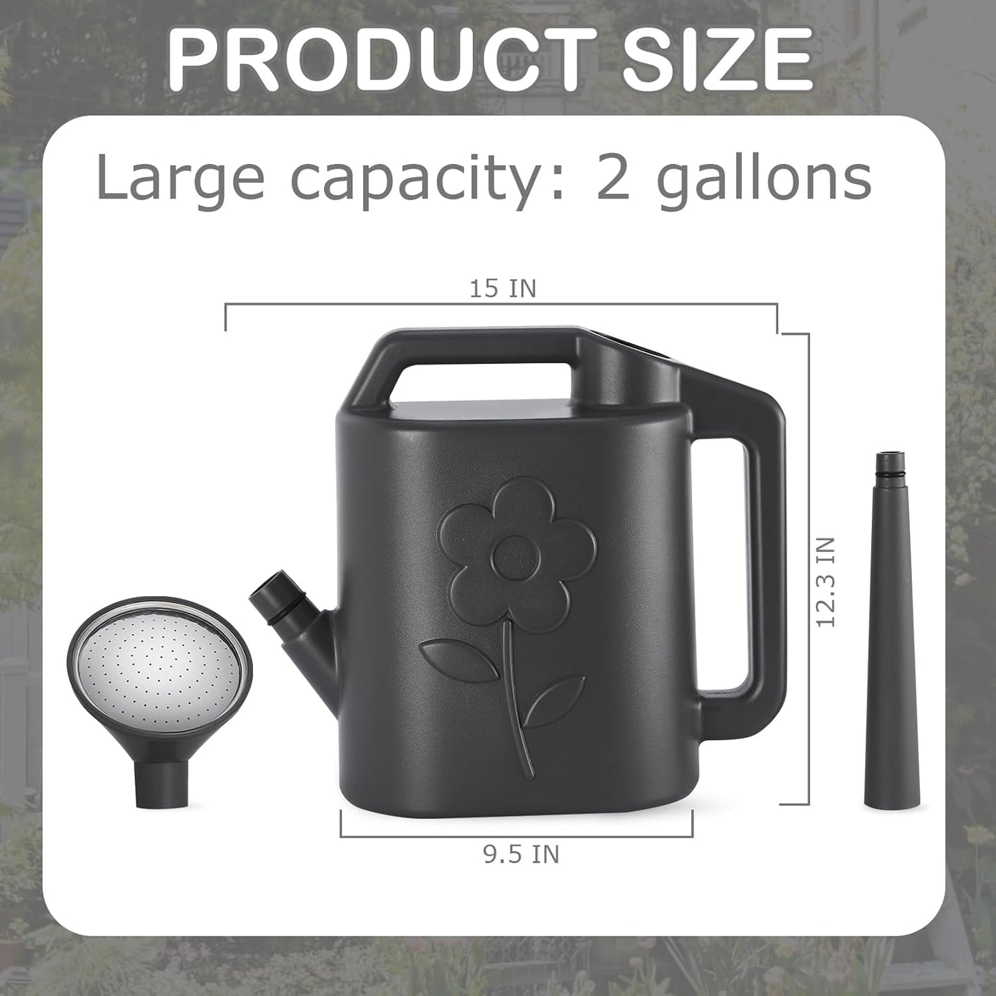 2 Gallon Watering Can for Indoor Plants, Garden Watering Cans for Outdoor Plant House Flower, Modern Plant Watering Can Large Long Spout with Sprinkler Head