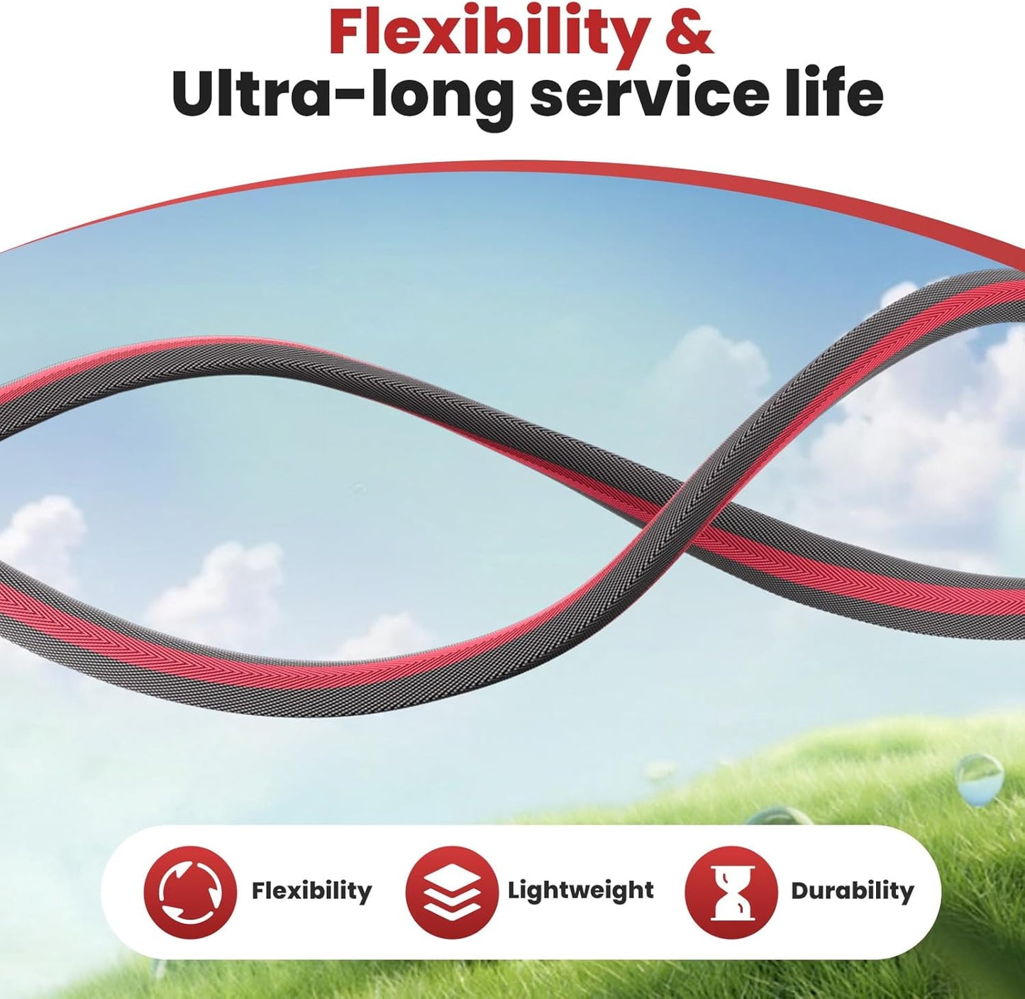 100ft Non-Expanding Garden Hose with 8-Layer Latex Core, Lightweight & Kink-Free, Flexible Heavy Duty Water Hose for Lawn, Yard, Car Washing (3/4" Solid Brass Fittings, Crush-Resistant)