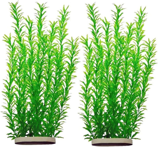 2-Pack Aquarium Plant Aquarium Decor Plastic Plants Extra Large 21 Inches Artificial Long Fish Tank Plants Tall Fish Tank Decorations Artificial Green Water Plants (Green)
