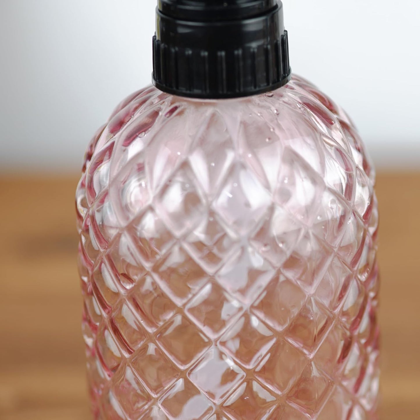 Glass Handheld Spray Bottle - 12oz Refillable Bottle ，Adjustable Nozzle Watering Can for Garden Plants Cleaning Solutions (Pink)