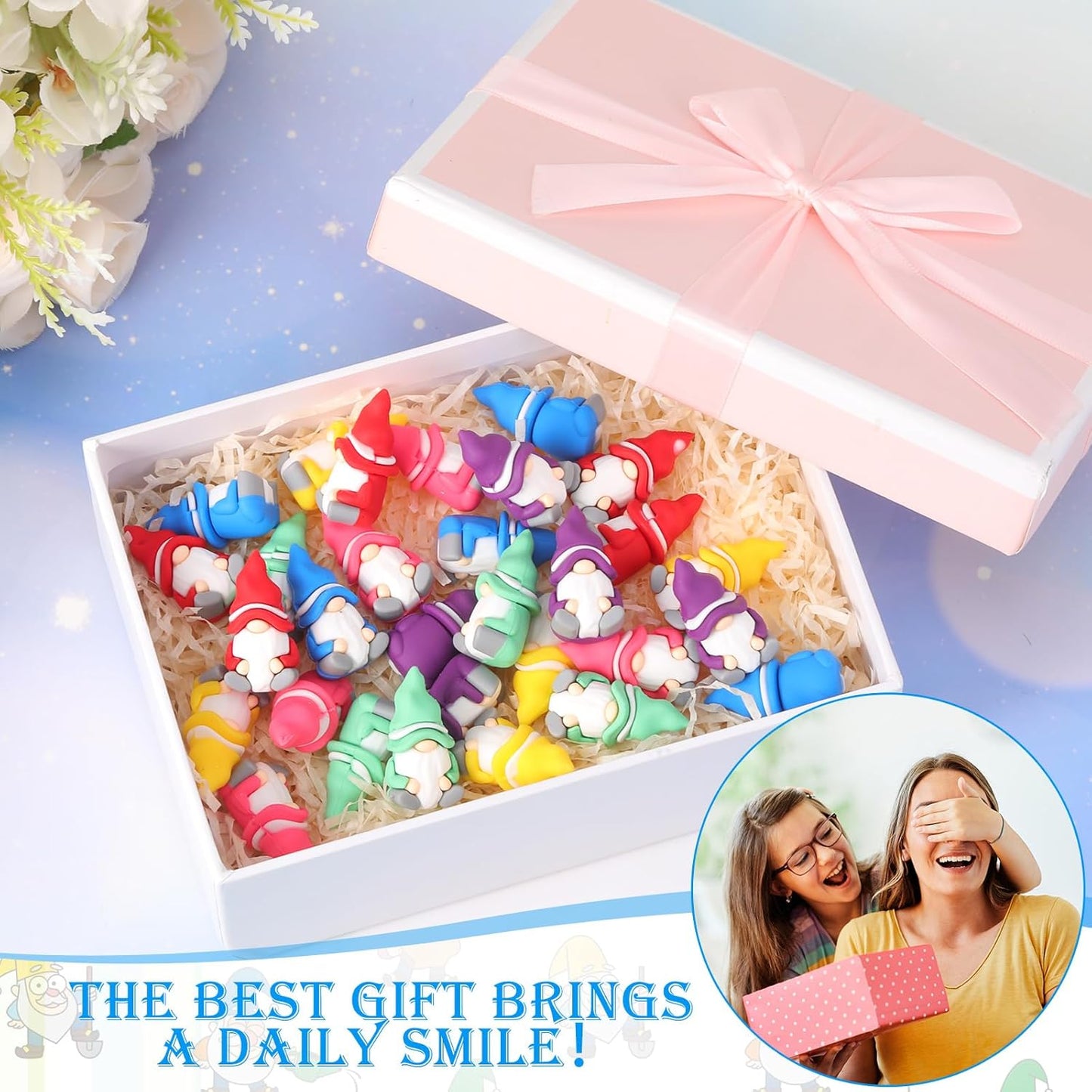 30 Pcs Mini Gnomes Figurines Tiny Fairy Resin Gnomes Statue Garden Bulk for Goody Bag Stuffers Filler Party Favors Gifts Decor Dwarf Statues Garden Dollhouse Micro Landscape Accessories