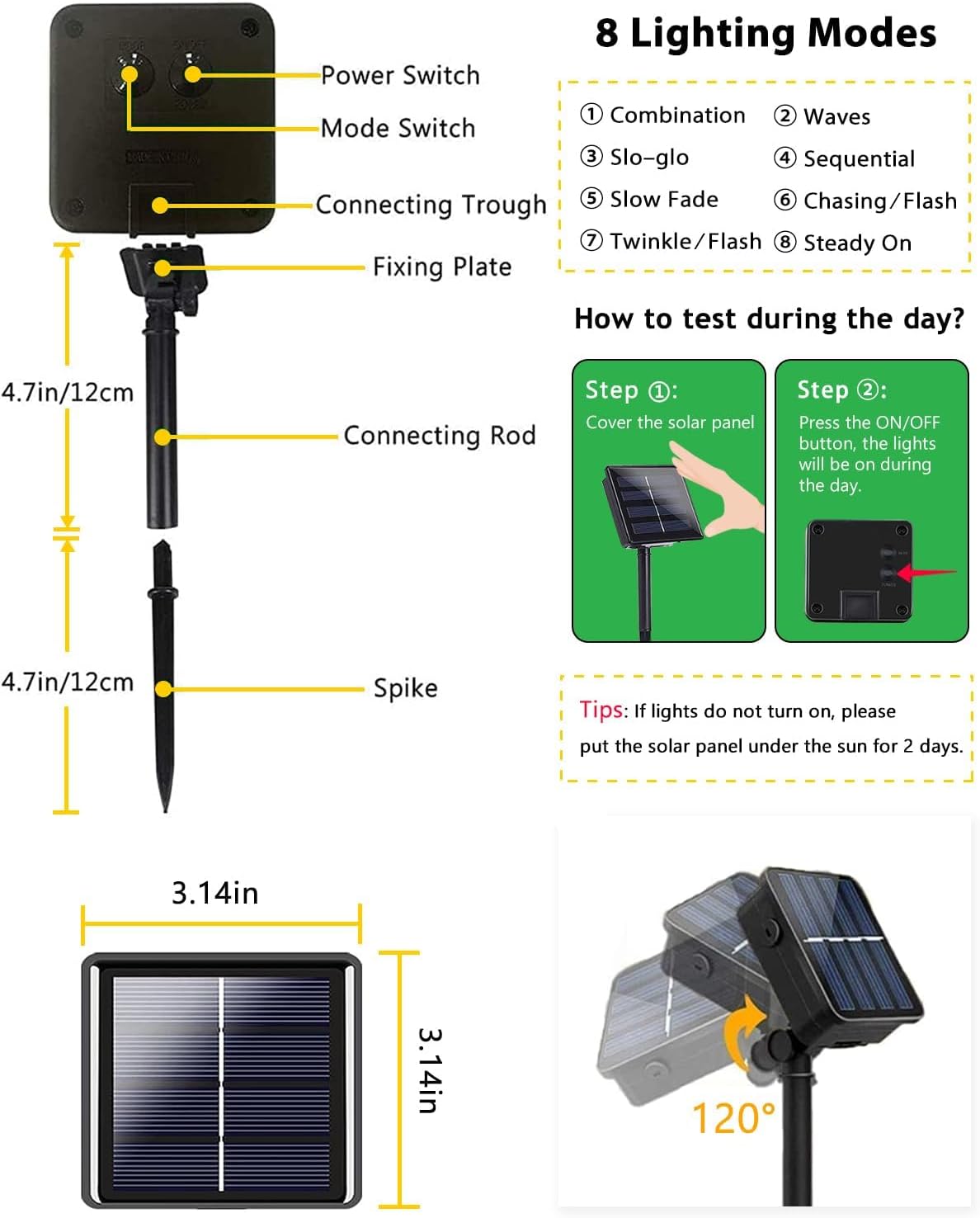2 Pack 200 LED Solar Christmas Lights Outdoor Waterproof, Solar String Lights for Outside, Solar Outdoor String Light with 8 Lighting Modes for Xmas Tree Wedding Party Yard Decorations (Red and White)
