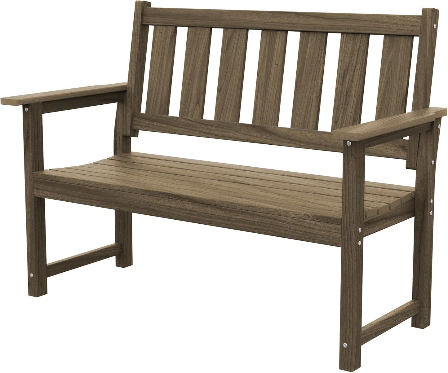 HDPE Memorial Bench – 50'' Weatherproof Durable Outdoor Bench, 2-Person Park Bench, Easy to Move, Multi-Purpose Design Ideal for Porch, Patio, Church, and School (Light Brown)