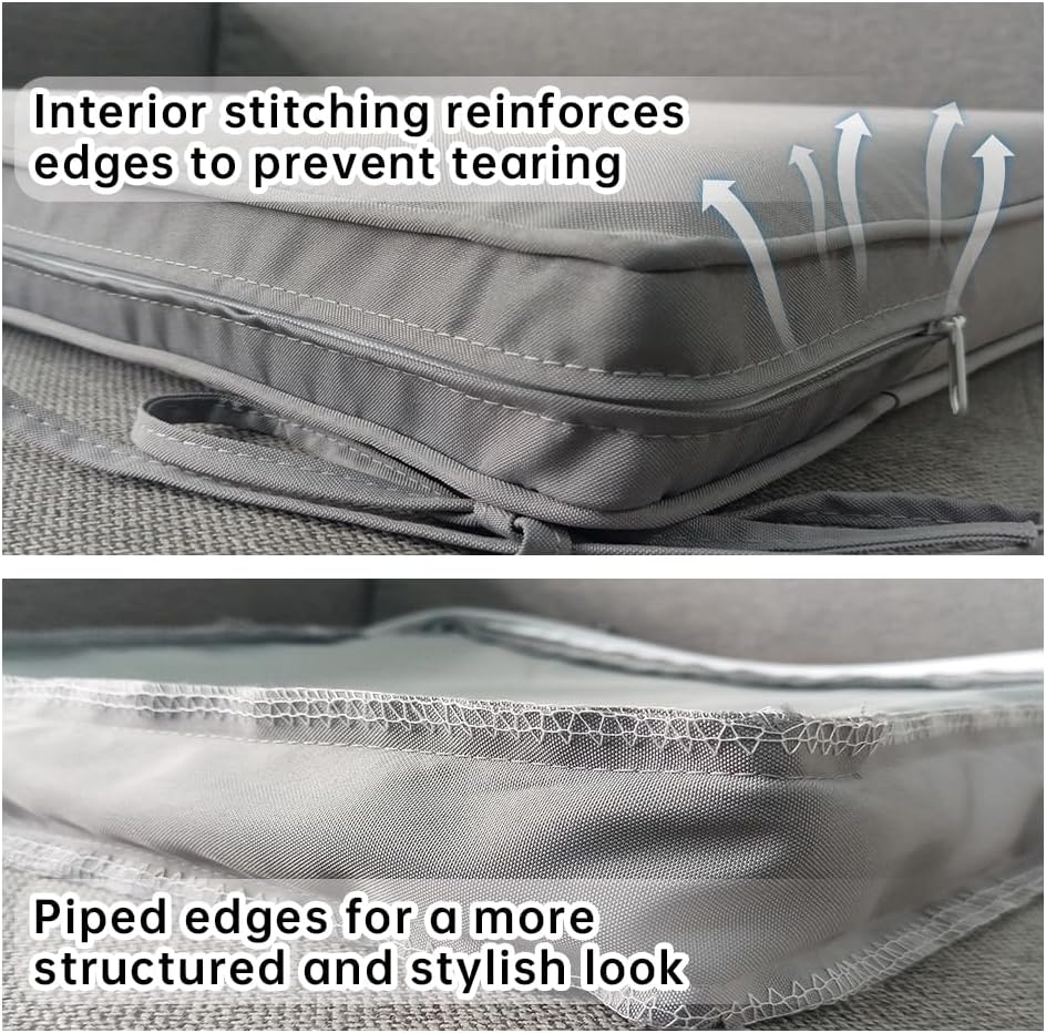 3-Pack Outdoor Patio Furniture Replacement Cushions Set–High-Elastic Sponge Cushions Fit 4-Piece Wicker Rattan Sofa, Loveseat & Chairs, 36x18x2 & 18x18x2, Waterproof, Fade-Resistant (Light gray)