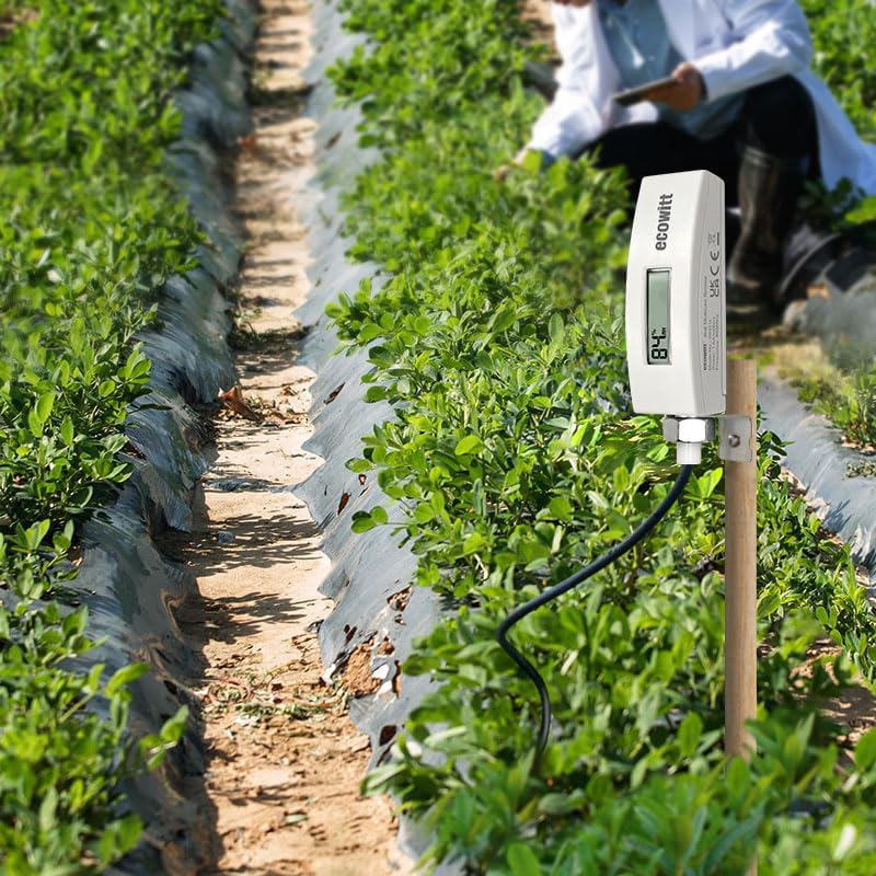ECOWITT WH51L Soil Moisture Sensor with 1m/3.28ft PVC Wire Probe, LCD Display, Needs to Pair with Wi-Fi Gateway, 915 MHz