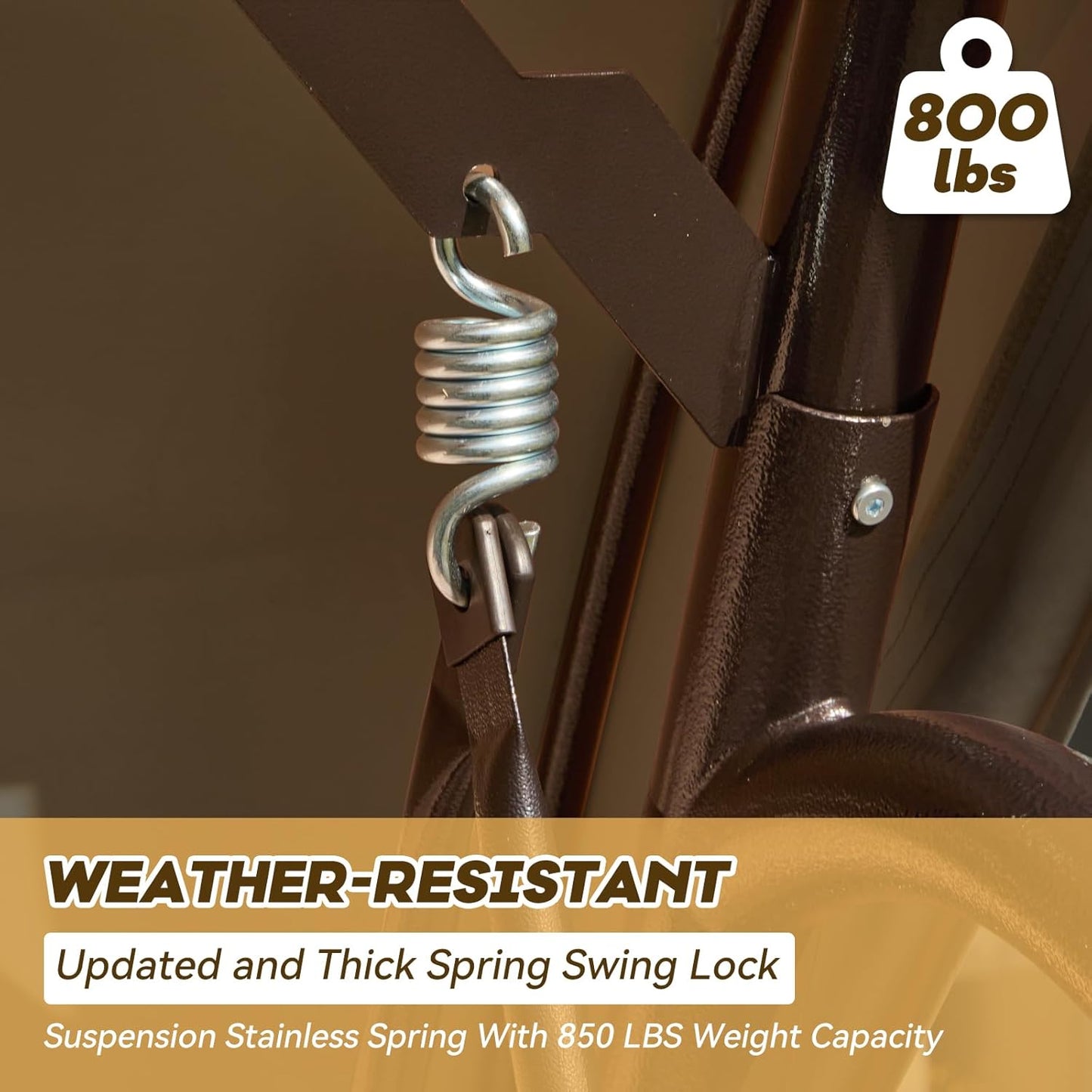 3 in 1 Outdoor Porch Swing with Adjustable Canopy, 3 Seat Outdoor Swing for Adults, Patio Swing Chair with Thickened Cushions,Pillows & Cup Holders for Backyard, Porch, Garden (Brown)