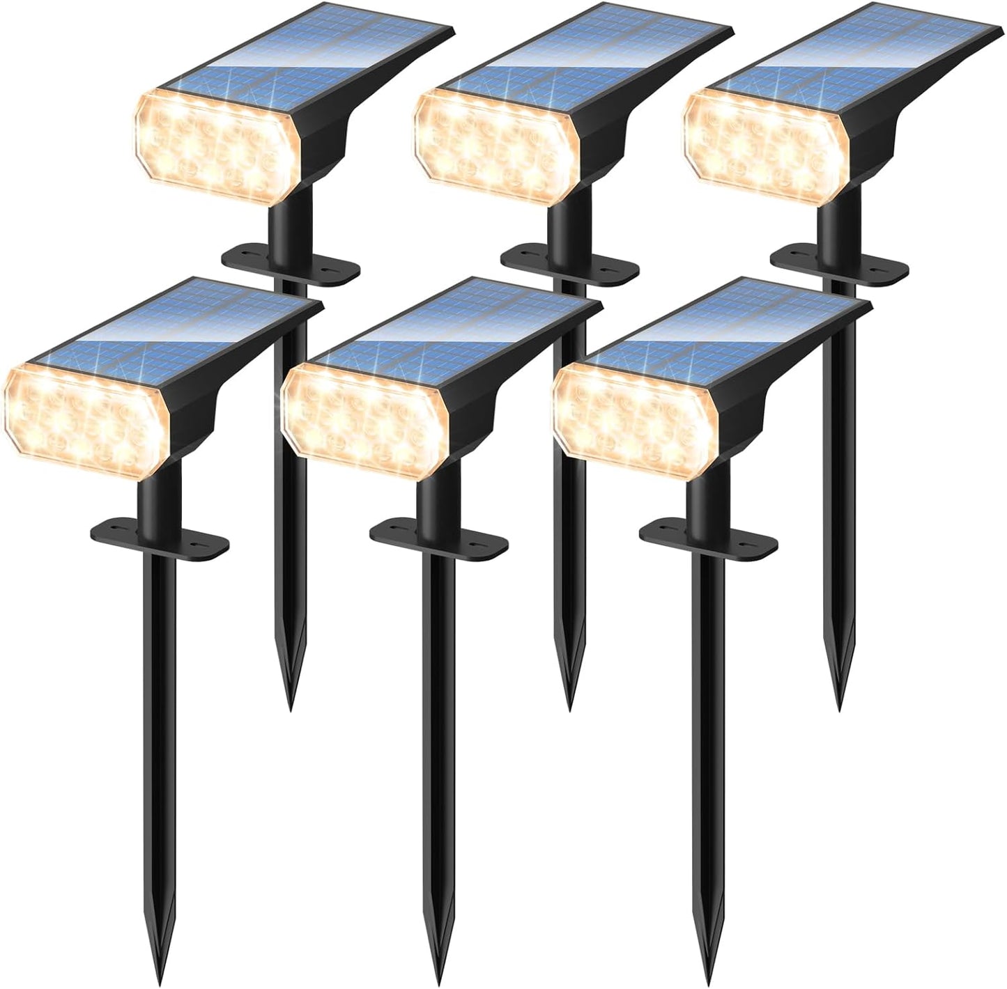 DINGLILIGHTING Waterproof Solar Lights Outdoor: IP65 Led Spot Light Decorations for Garden - 3 Lighting Modes Solar Powered for Yard - Dust to Dawn Uplighting Landscape Pathway Drive Patios 6PC Warm