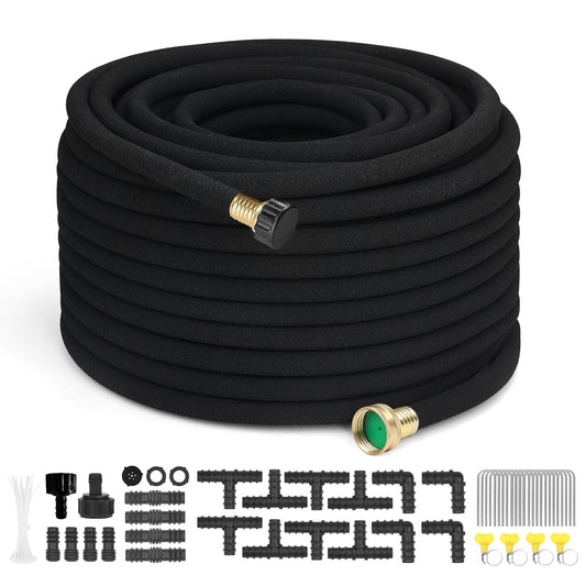 150 FT Soaker Hose 1/2" Heavy Duty Garden Hose to Save 70% Water Drip Irrigation Kit for Lawn/Yard Landscaping Beds (150FT)