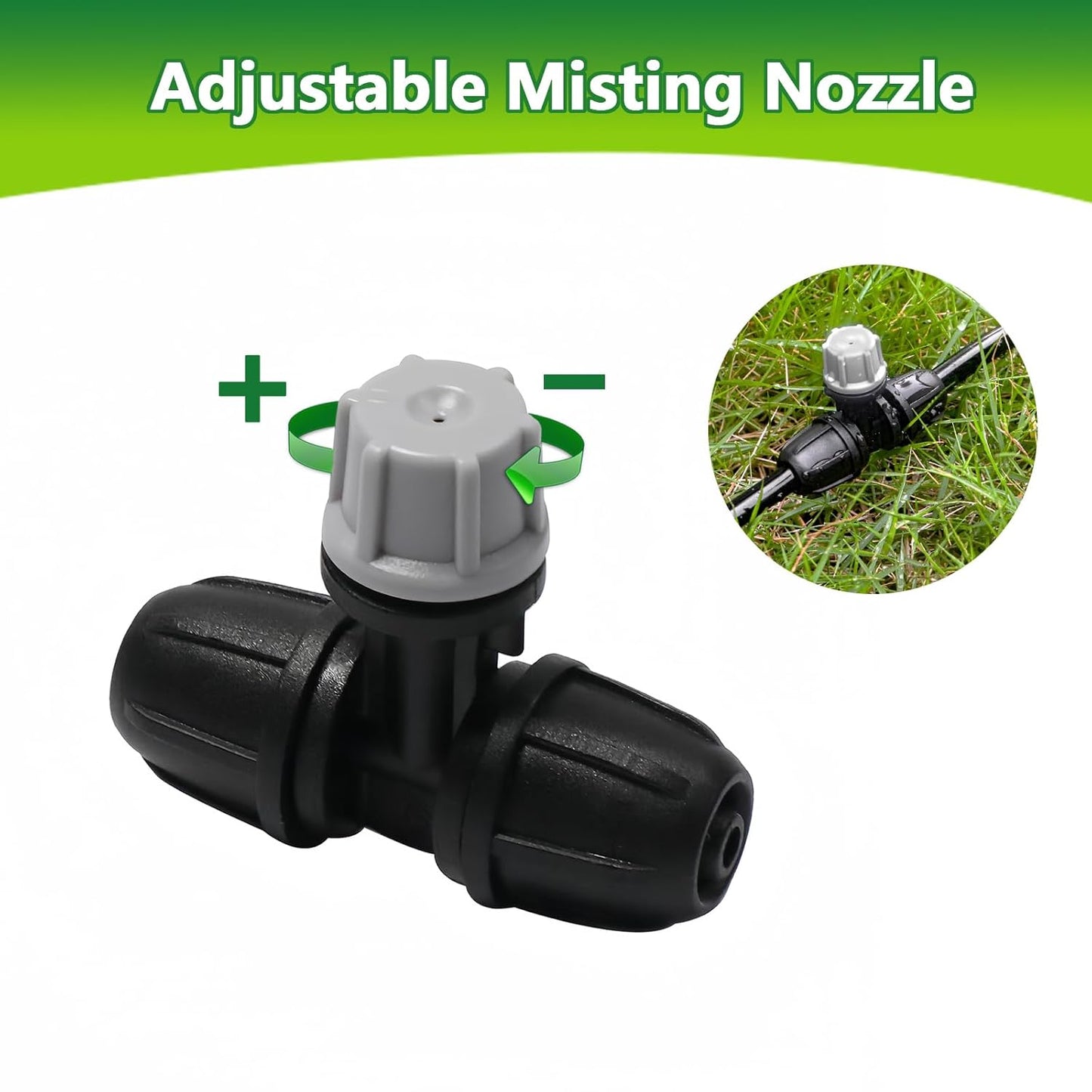 24 Pcs Upgraded Micro Spray Irrigation Drippers for 1/4" Drip Tubing, Adjustable Three-Way Atomizing Nozzle Irrigation Emitters Tee Misting Drippers for Drip Sprinkler Systems