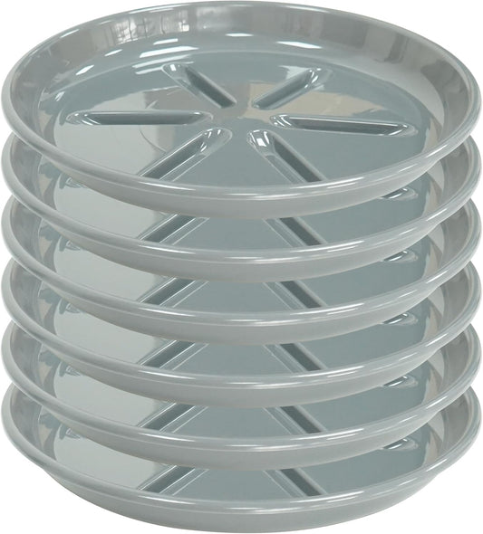 6 Pack of Plant Saucer 12 inch, Plant Trays for Indoors No Holes, Plant Drip Trays for Indoors Outdoor, Plant Water Tray for Planters, Gray