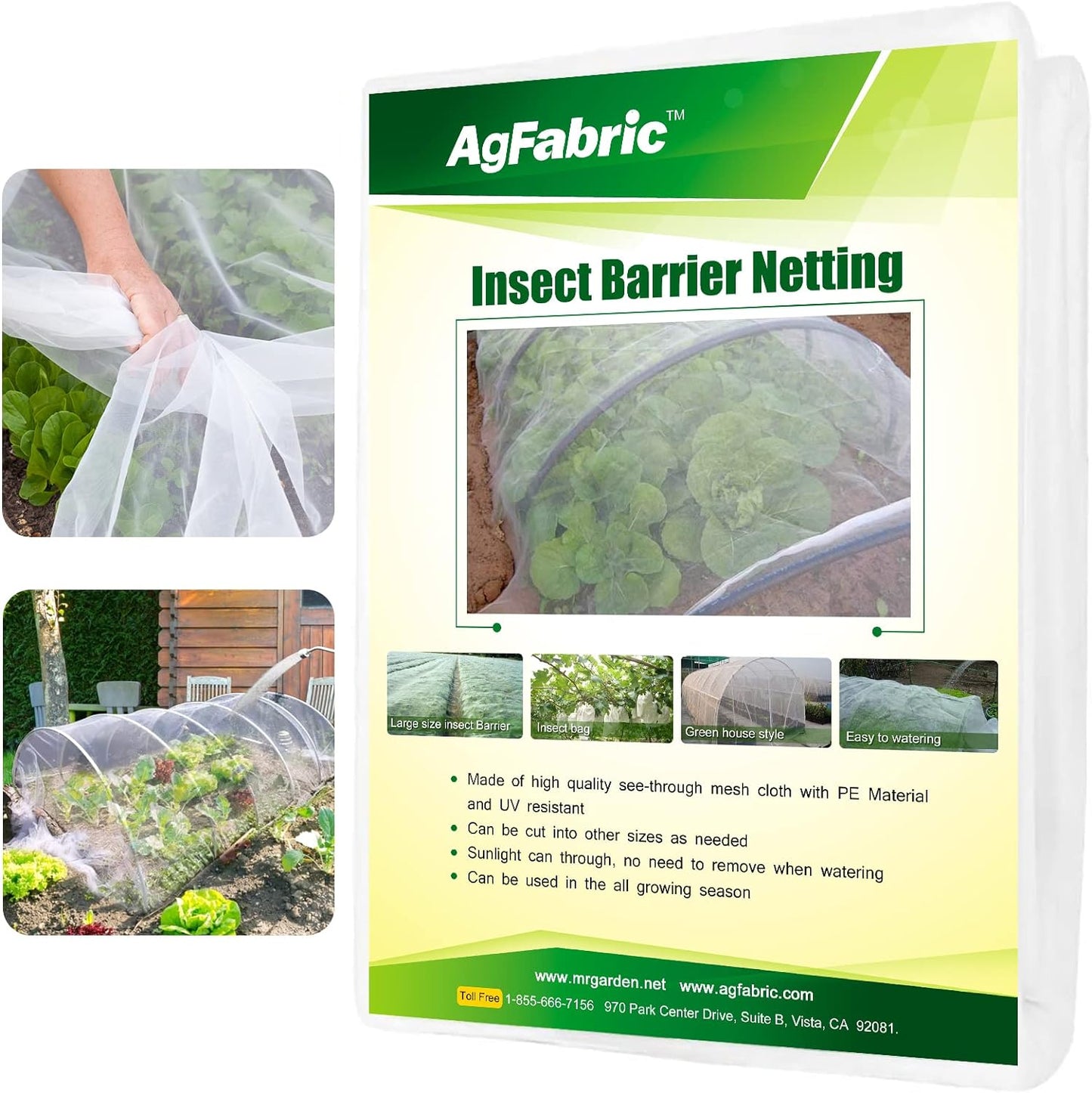 Agfabric Garden Netting 16'x30' Insect Pest Barrier Bird Netting for Garden Protection,Row Cover Mesh Netting for Vegetables Fruit Trees and Plants,White