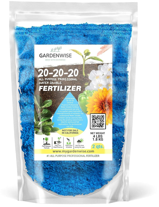 20-20-20 Water-Soluble Fertilizer – Powder for Liquid Plant Food for Indoor & Outdoor Plants, Orchids, Vegetables, Lawns, Flowers – 20 20 20 Fertilizer 2 Quarts (4 lbs)