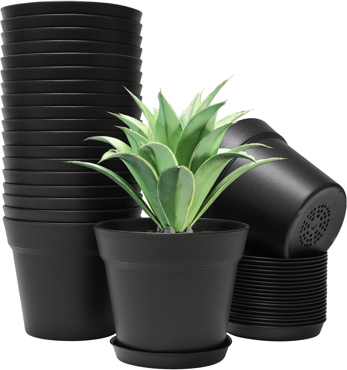 GARDIFE 20 Pack 6 inch Plant pots, planters for Indoor Plants, Flower pots, Black