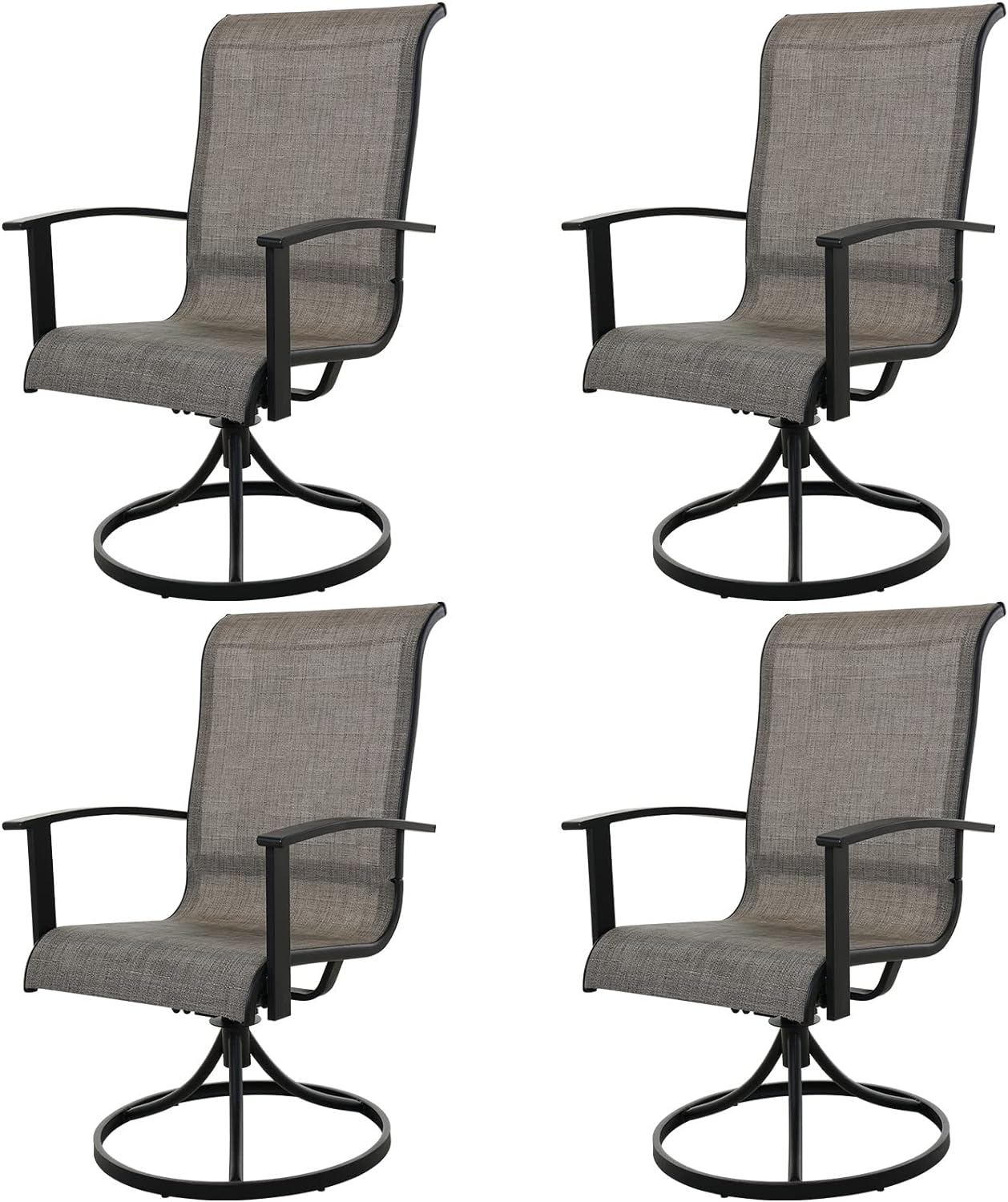 Grand patio Outdoor Swivel Dining Chairs 4-Piece Patio Dining Chairs Set Mesh Sling Patio High Back Swivel Rockers, Mixed Coffee
