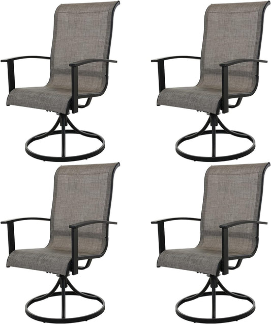 Grand patio Outdoor Swivel Dining Chairs 4-Piece Patio Dining Chairs Set Mesh Sling Patio High Back Swivel Rockers, Mixed Coffee