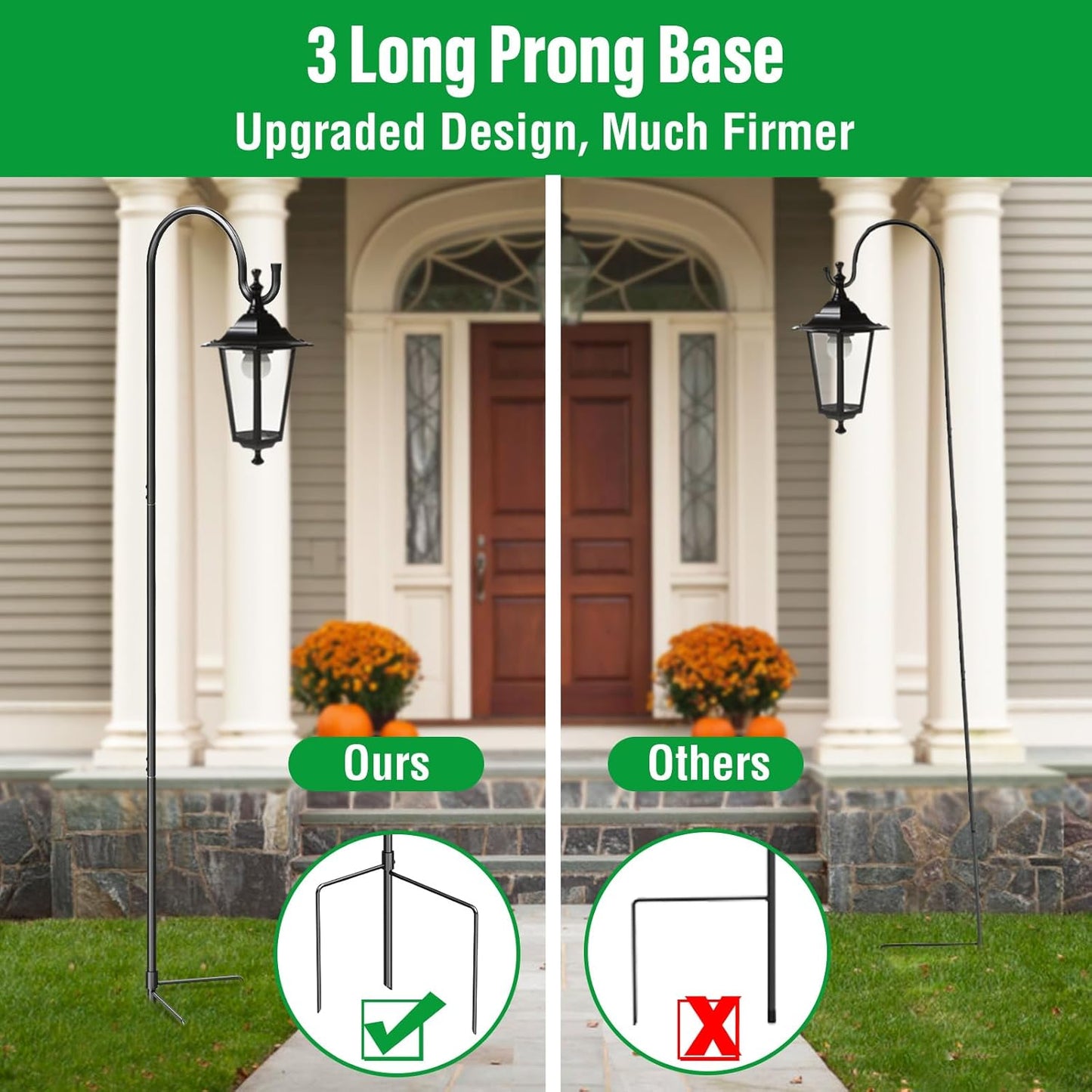 GOFORWILD Shepherd Hook 4 Pack Black, 33 inches Tall, Made of Premium Metal for Garden Decor, Plant Hanger, Lantern Hook, Solar Light Hanging, 7012