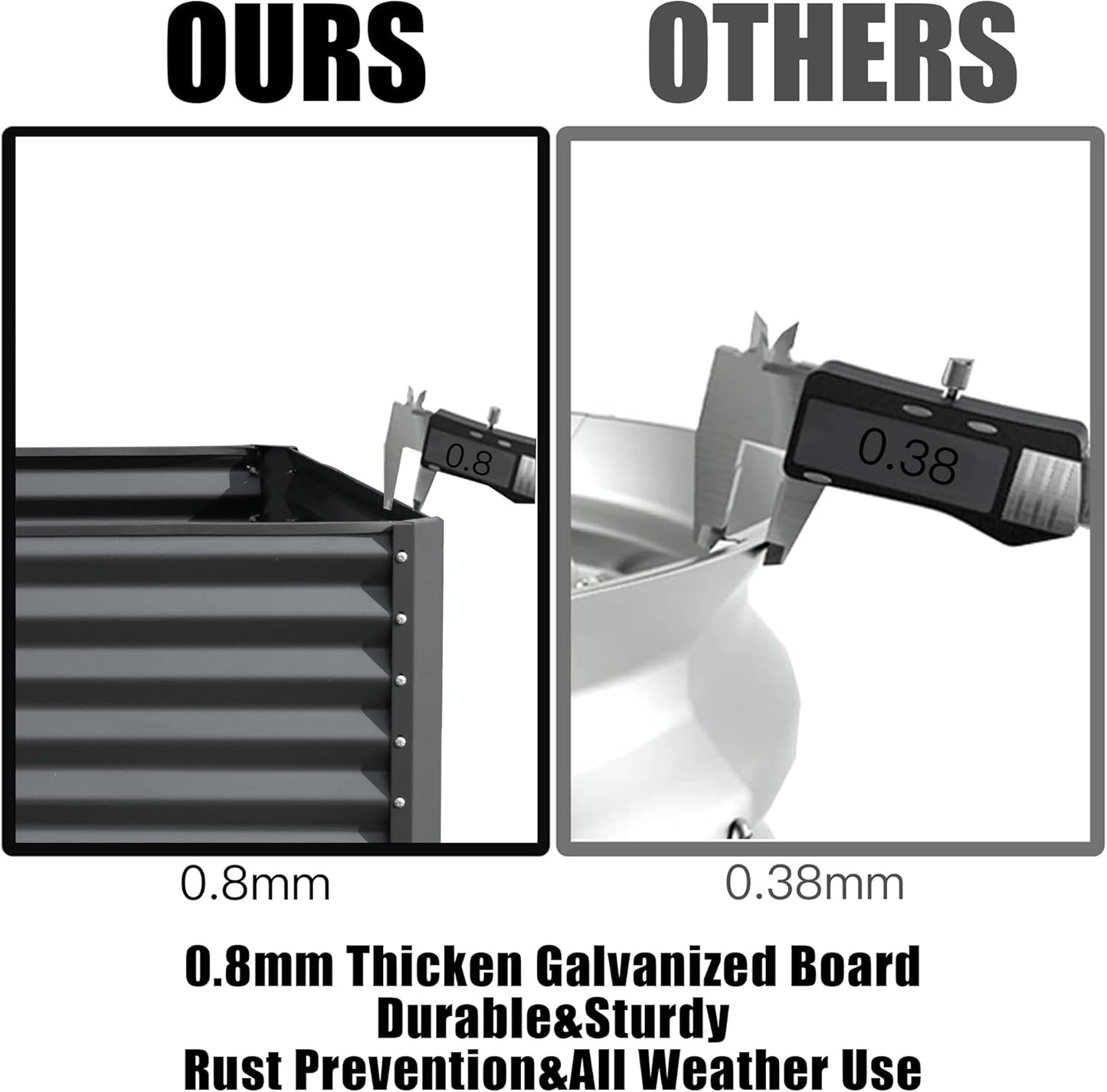 Domi Galvanized Raised Garden Bed, Outdoor Planter Garden Boxes Large Metal Planter Box for Gardening Vegetables Fruits Flowers, Dark Grey (8x4x1.5ft)