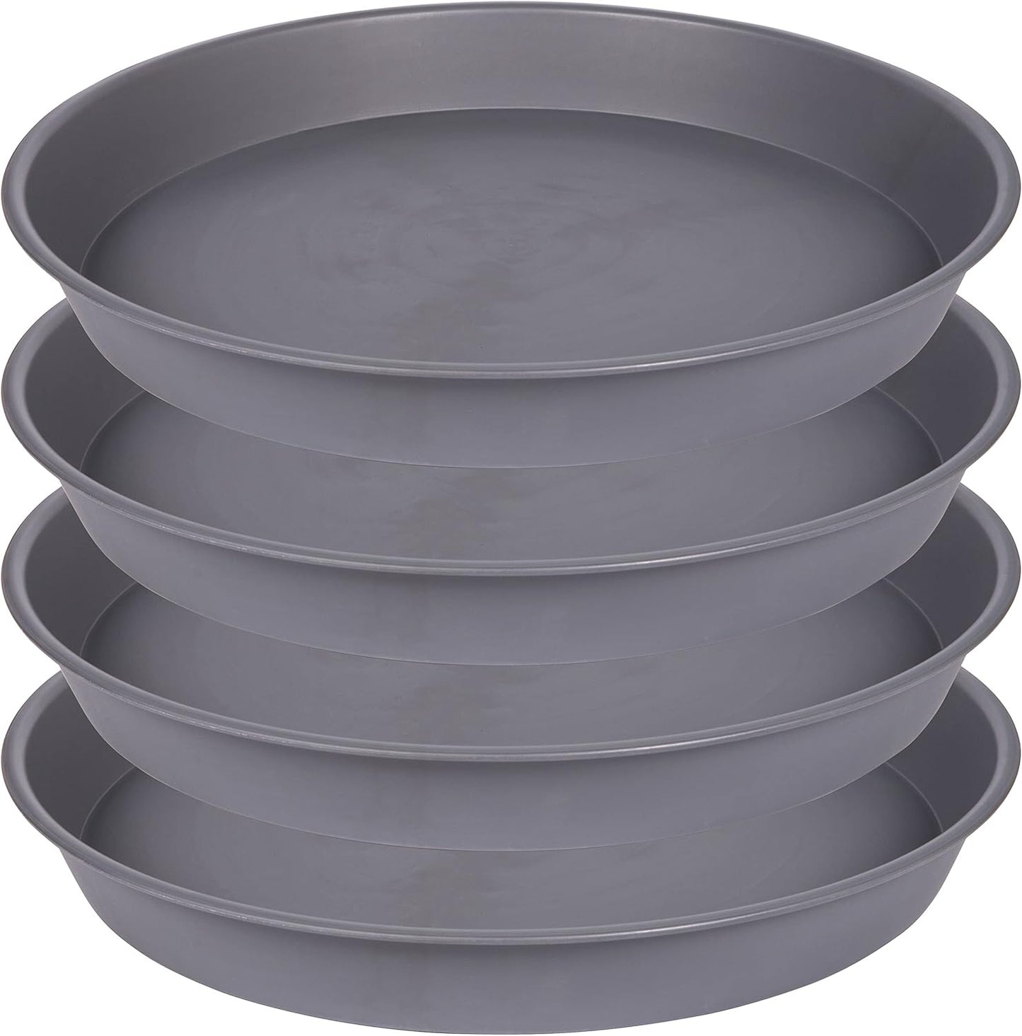 4 Pack of 13 14 inch Plant Saucer (12.2 Inch Base), Heavy Duty Plastic Plant Drip Trays 14" Round, Plant Trays for Indoors, Bird Bath Bowls, Plate for Planter 12-14" (14 inch, Cement Gray)