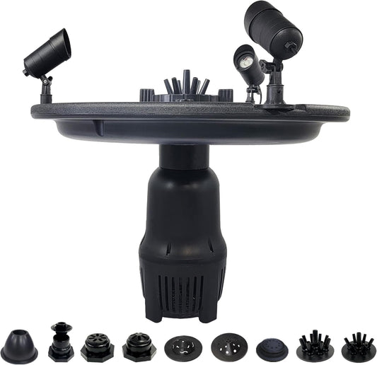 HALF OFF PONDS Floating Fountain – 1 HP Pond Aerator, 100' Cord – 15,000 GPH Water Pump – 13 Spray Patterns - Color-Changing LED Lights - for Large Ponds, Lakes & Water Gardens