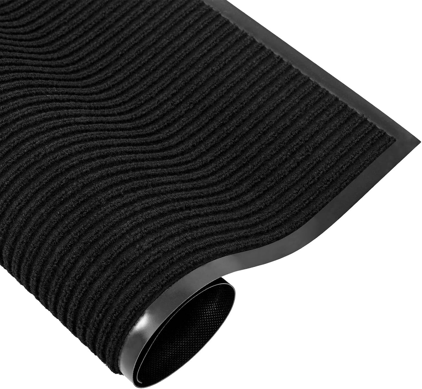 fani Heavy Duty Large Outdoor Indoor Entrance Doormat Waterproof Low Profile Entrance Rug Front Door Mat Patio Anti-Skid Rubber Back, 35x60 inch (Jet Black)