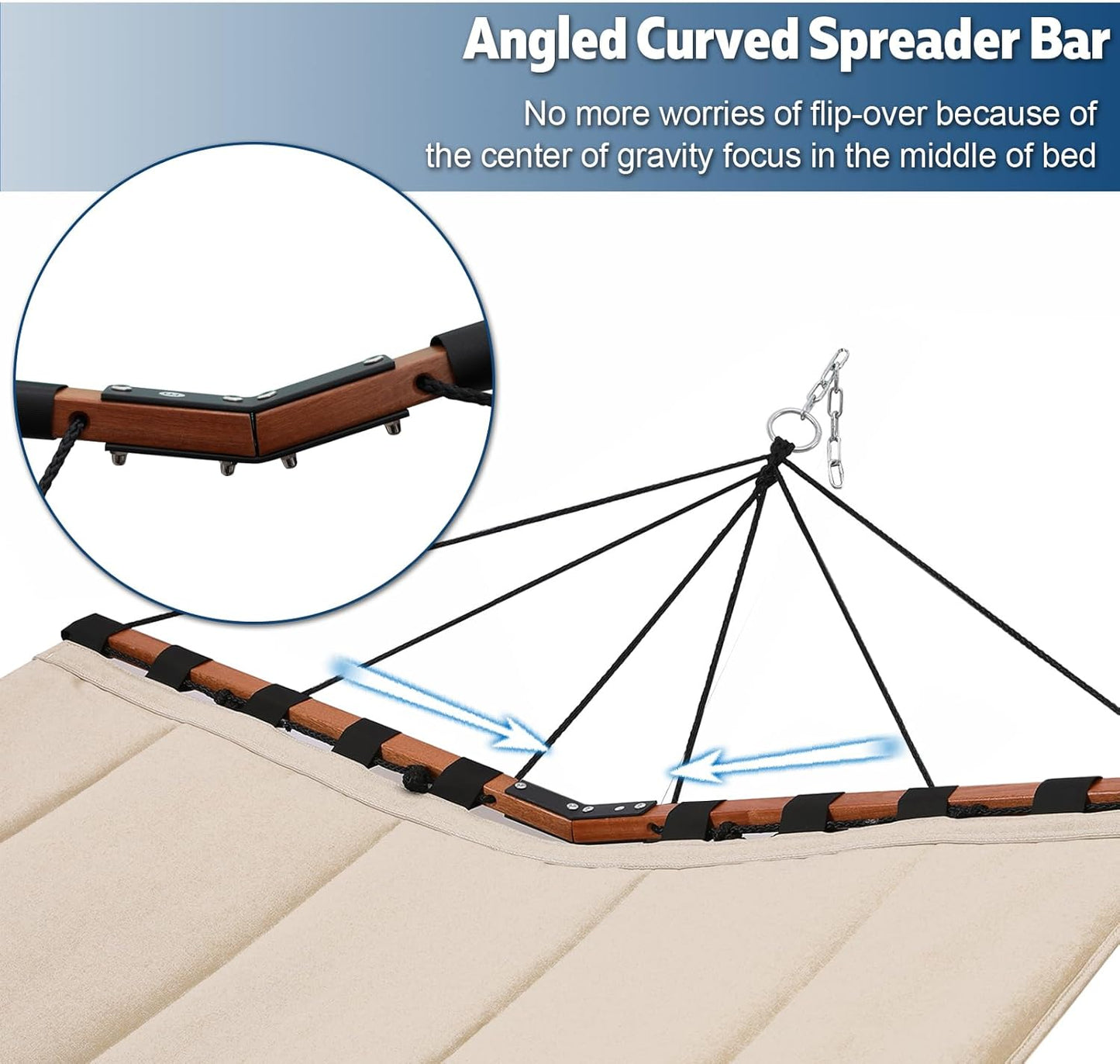 12FT 2 Person Hammock TegerDeger Large Hammock 450LB Capacity with V Shaped Hardwood Spreader Bar & Nylon Rope for Outside, Patio, Garden, Backyard, Beach, Poolside - Dark Green