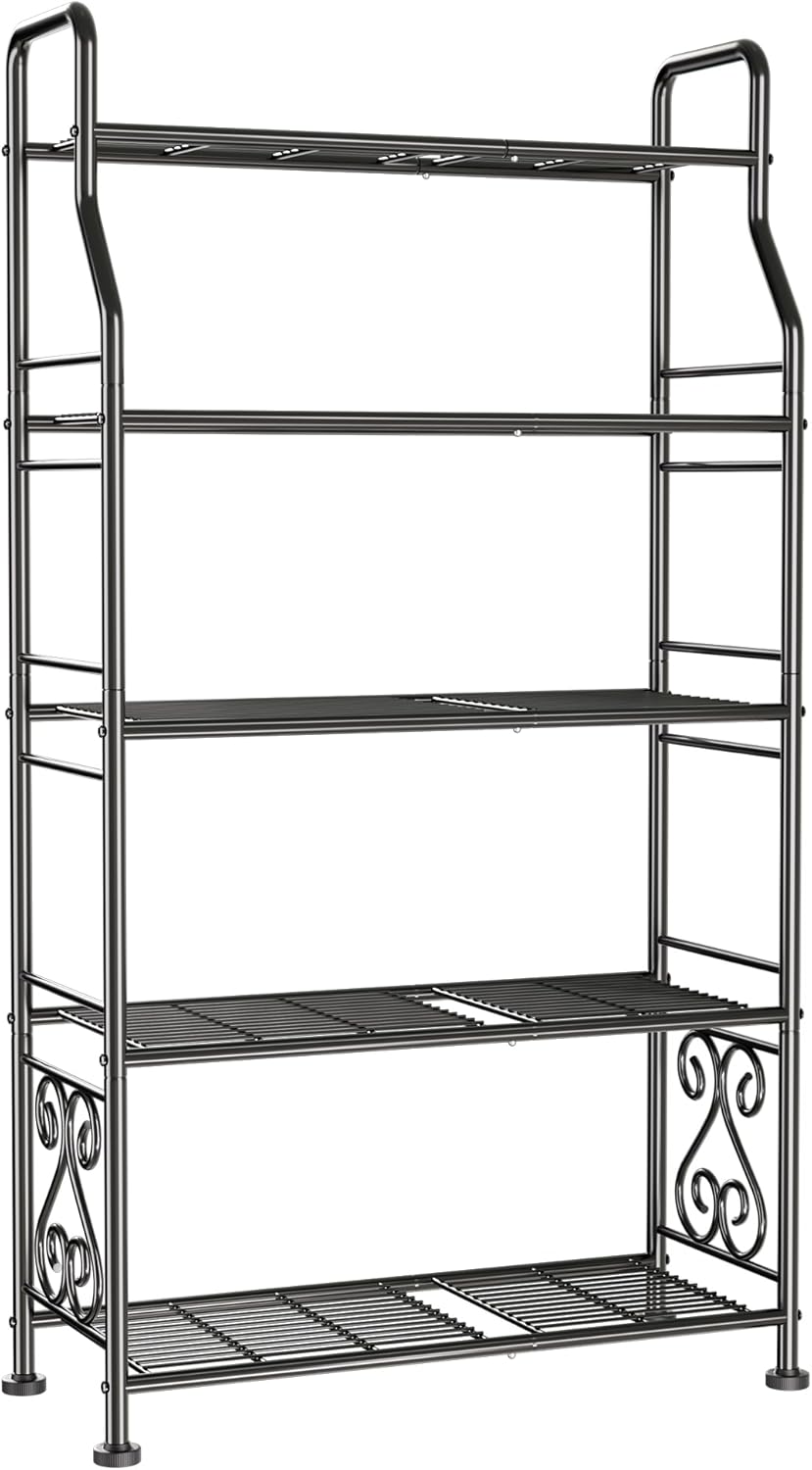GIOTORENT Plant Stand Outdoor Indoor 5 Tier Metal Waterproof - 53.2" Plant Shelf for Patio, Balcony, Living Room, Large Capacity Tiered Plant Rack, Black