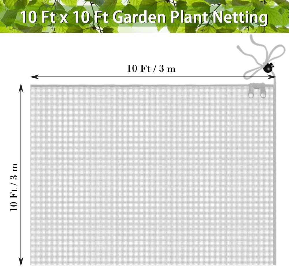 Fruit Tree Netting Covers with Zipper to Protect from Squirrels and Birds Large Netting for Fruit Trees Net Protection, White, 10' x 10', 1 Pack