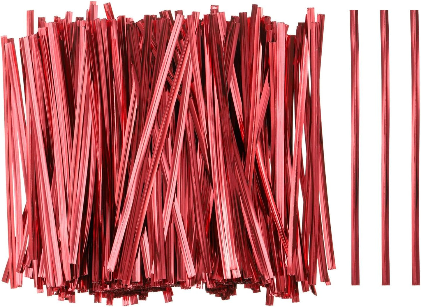 HARFINGTON 800pcs Bag Twist Ties 4.7" Reusable Plastic Metallic Twist Ties Wire Cable Ties for Party Bread Candy Cake, Red