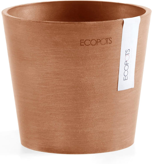Ecopots Amsterdam Mini Durable Modern Round Recycled-Based Composite Flower Pot Planter, Terracotta Color, 5"
