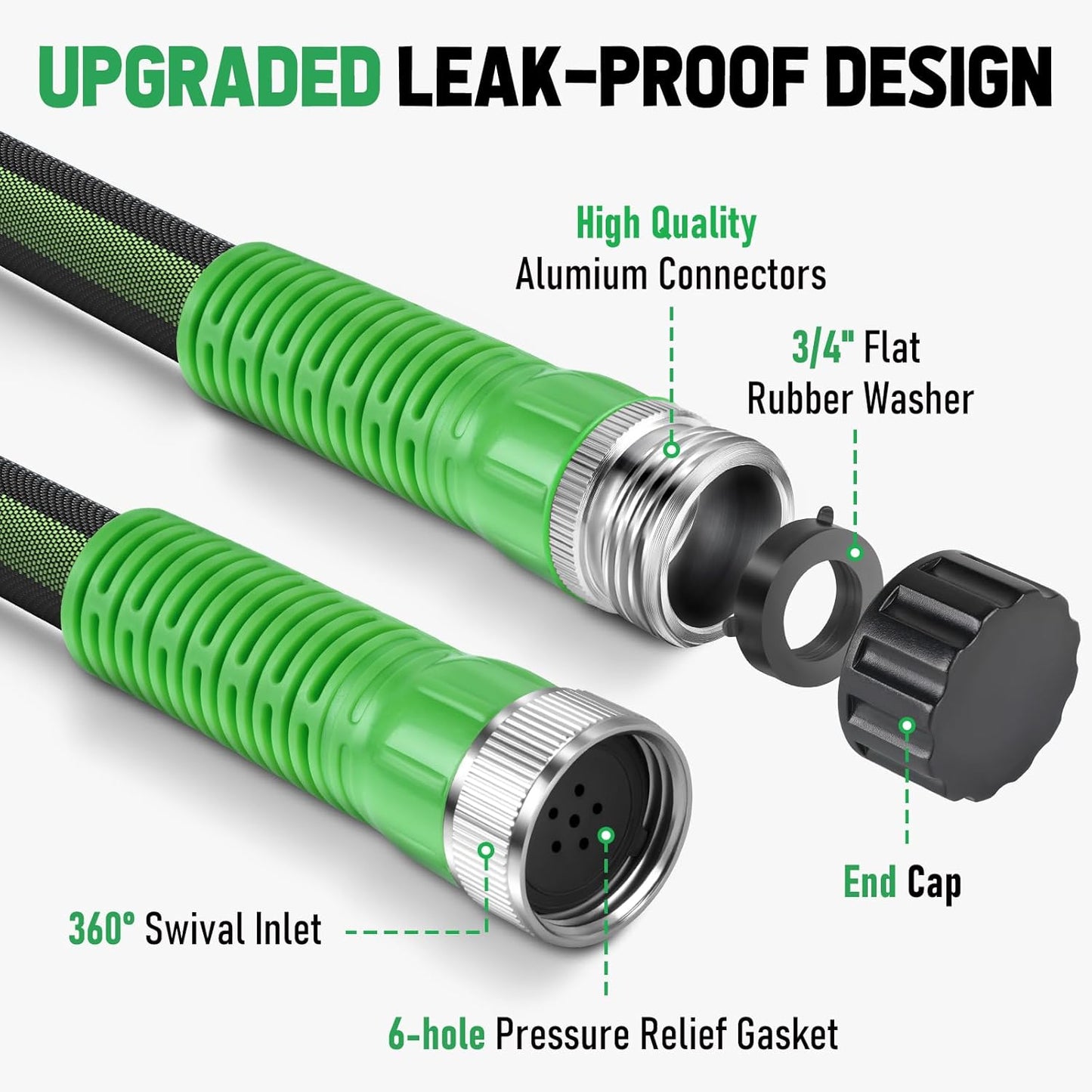 Flat Soaker Hose 75FT for Garden and Lawns, 80% Water-Saving Drip Irrigation Hose with Anodized Aluminum Ends, Flexible Leakproof Double Layer Gardening Hoses ﻿