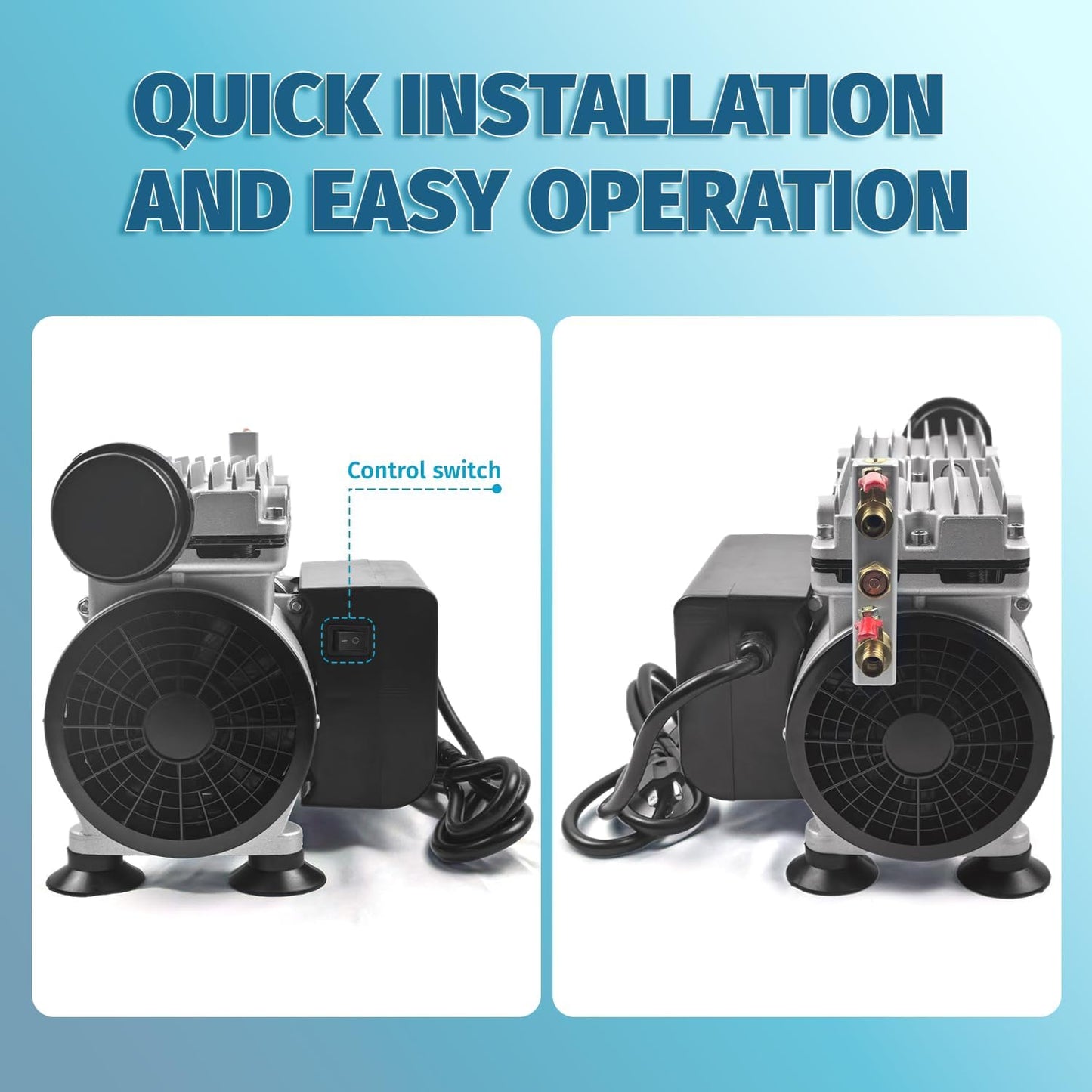 Pond Aeration Pump,550W Power 5.2CFM for Up to 3 Acre with Timer,3/4 HP Compressor