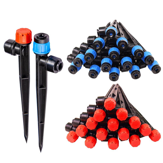 32 Pack New Easy-Connect Drip Emitters Sprays for 1/4" Drip Irrigation Tubing (16 Pcs Quick-Connect Emitters Vortex+16 Pcs Quick-Connect Emitters Stream)