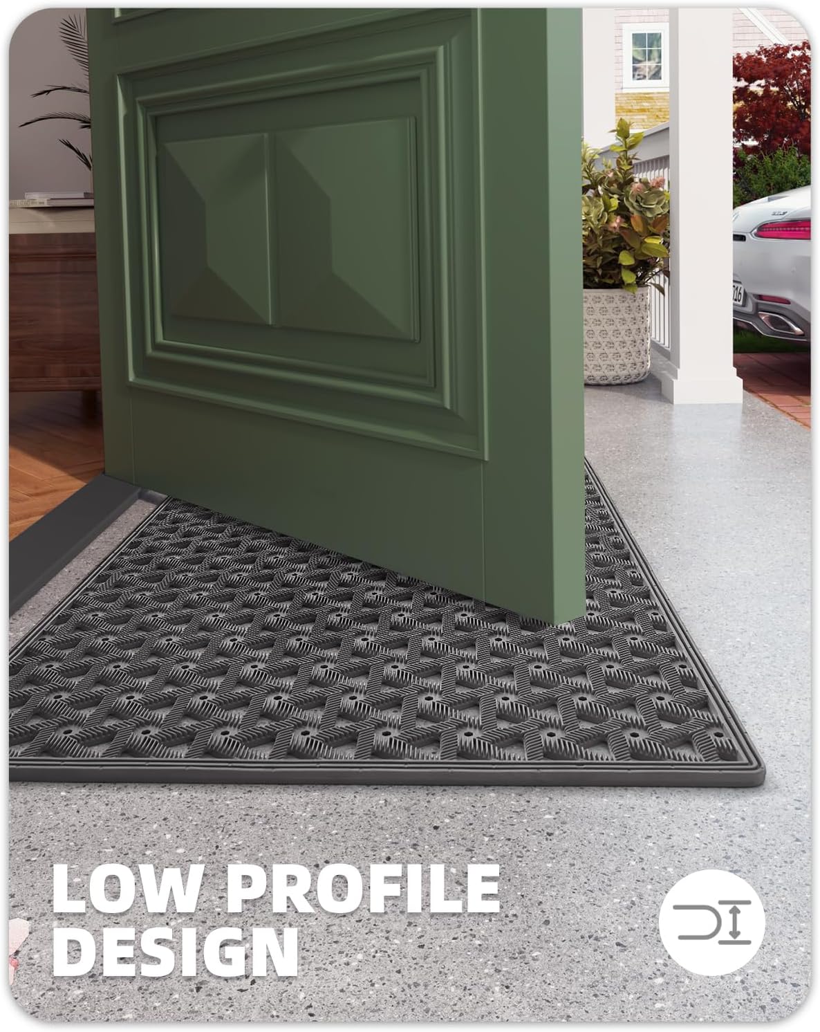 Color&Geometry Door Mat Outside Entrance with Drainage, Rubber Heavy Duty Dirt Trapper Waterproof Outdoor Welcome Mat, Outdoor Mats All Weather for Front Back Door Patio Entryway Entry, 24"X36" Grey