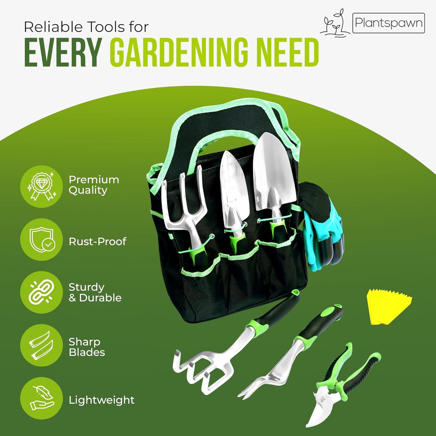 23-Piece Gardening Tools Set with Bag – Heavy-Duty Rust-Proof Hand Tools with Plastic Handles Includes 15 Plant Tags – Ideal Gift for Women, Men, Mom, Dad & Gardeners