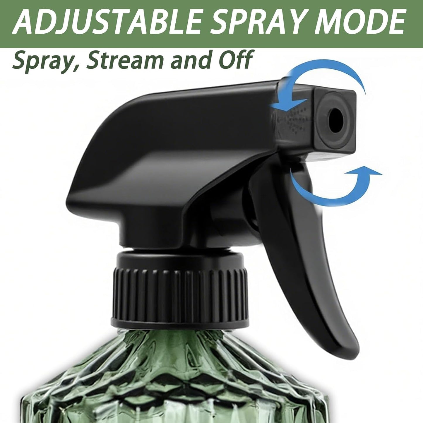 Empty Glass Spray Bottles, 15oz Refillable Water Bottle Spray, Plastic Top Pump, Reusable Adjustable Mist Sprayer Squirt, Handheld Bottles Containers Refillable for Hair, Cleaning, Gardening, Plants