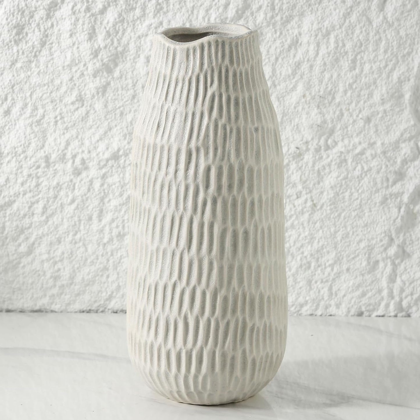 12.6 Inch Grey Modern Handmade Ceramic Vase, Rustic Farmhouse Decorative Flower Vases for Home Decor,Pampas Grass Bouquet, Living Room,Kitchen,Office,Bedroom,Centerpiece Table