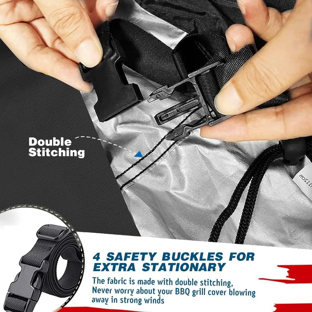 Grill Cover, 30 inch BBQ Gas Grill Cover for Outdoor Grill, Heavy Duty Waterproof Small BBQ Grilling Cover, UV & Fade Resistant Material Windproof Barbecue Smoker Cover with Drawstring & Storage Cover