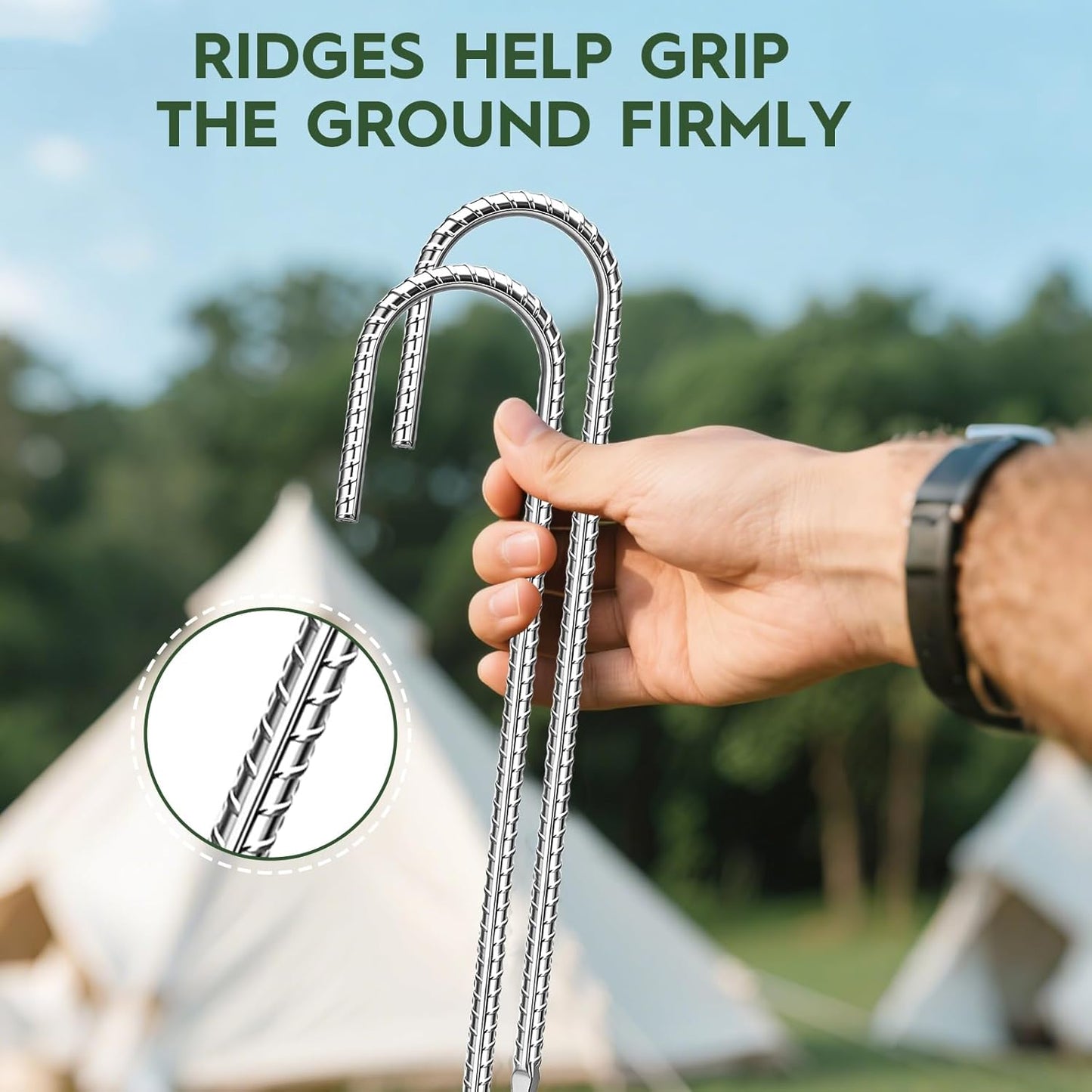 12 inches Ground Stakes Heavy Duty 28 Pieces Metal Fence Rebar Stake 5/16" Diameter J Hook Ground Spikes, Tent Stakes, Swing Set and Gazebo Anchors