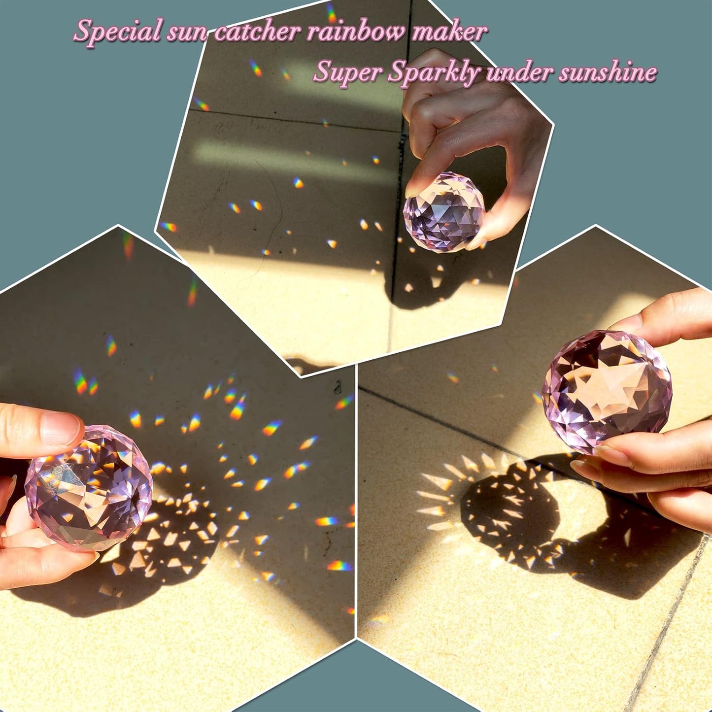 Gazing Ball Spiral Tail with Pink Crystal Orb | Sparkling Wind Spinner Stabilizer, Sun Catcher Rainbow Maker, Hanging Indoor/Outdoor Garden Decor & Gift Gift for Mom Grandma, 13" Height