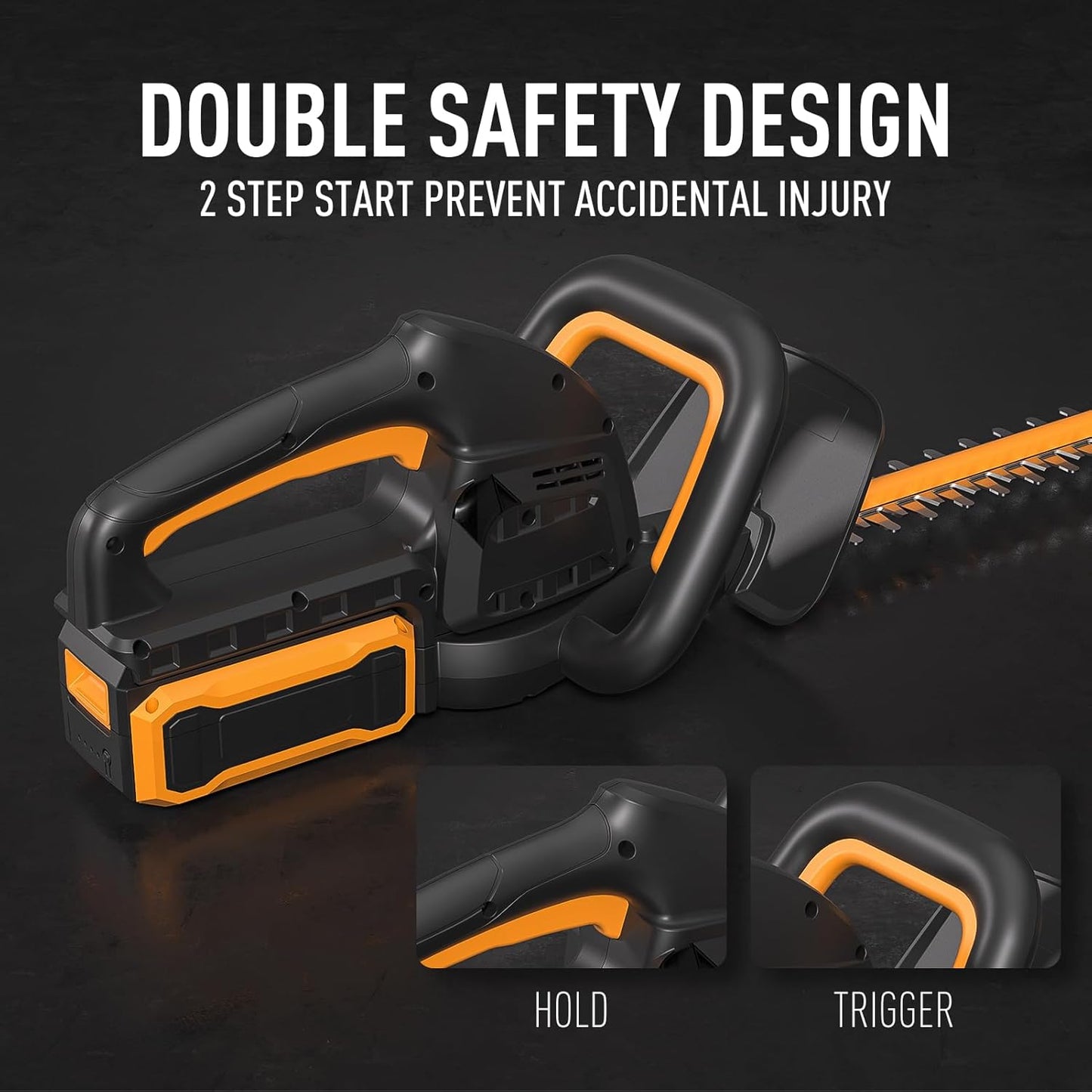 40V 21.6" Battery Hedge Trimmer, 0.7" Cutting Diameter Cordless Hedge Trimmer, Dual Action Blade Power Hedge Trimmers, Electric Hedge Trimmer with Battery & Charger Included