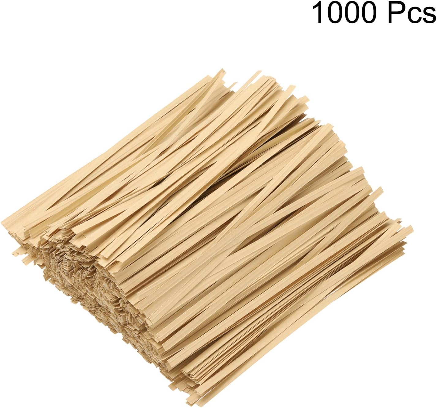 HARFINGTON 1000pcs Bag Twist Ties 6" Reusable Kraft Paper Twist Ties Wire Cable Ties for Party Bread Candy Cake, Wood Tone