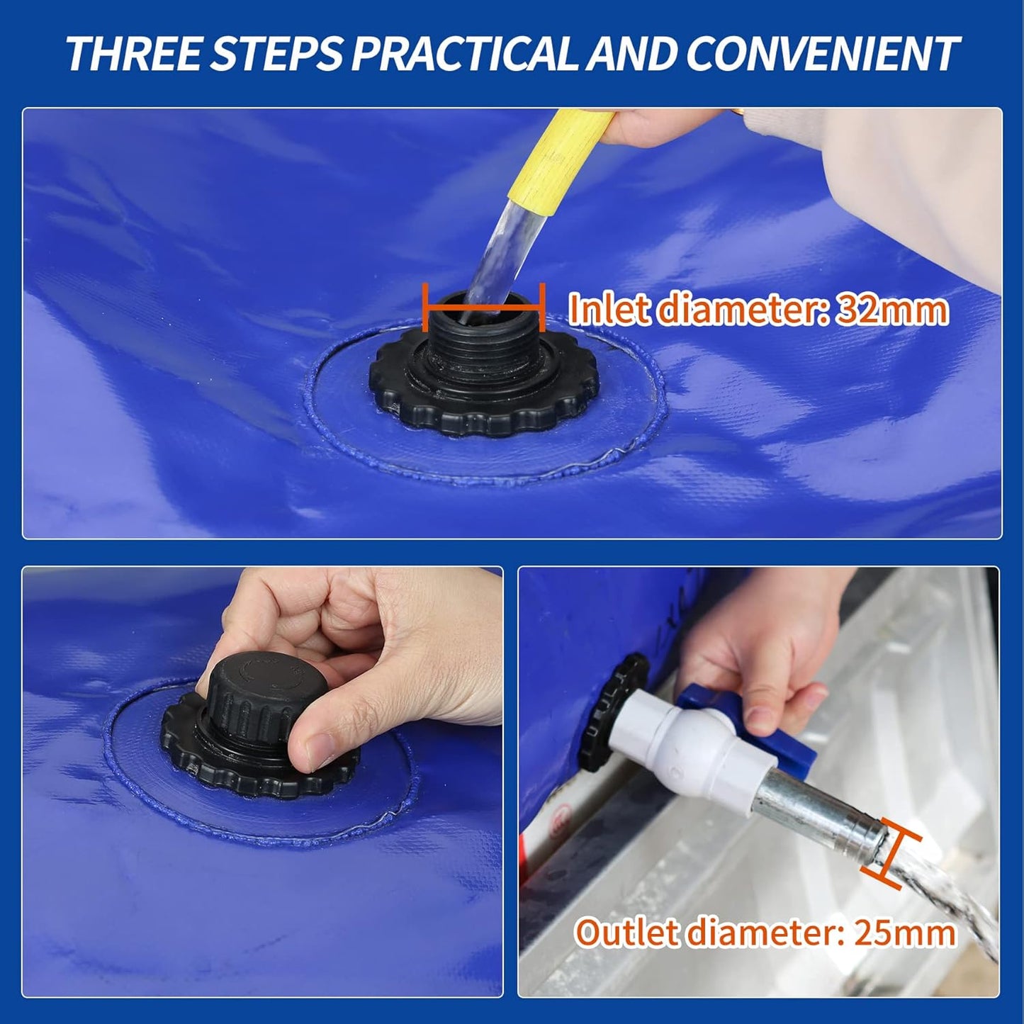 113 L/30 gal Water Bladder Storage Containers, Foldable Portable Water Tank Large Capacity Soft Water Bag, Drought Resistance, Fire Prevention, Emergency Water