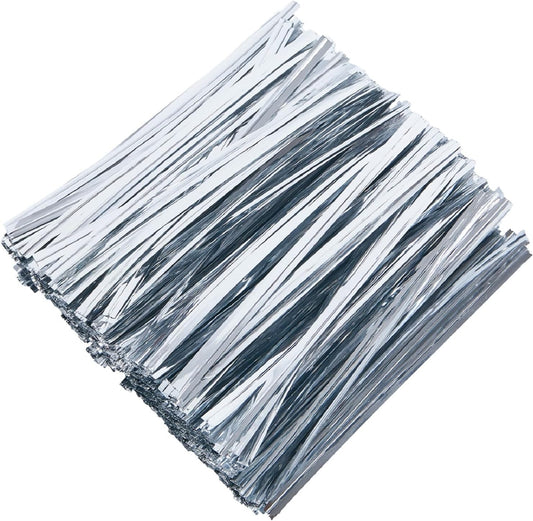 800 PCS 5" Silver Metallic Twist Ties for Bakery Ties, Candy Bags, Coffee Bags,Goodie Bags Ties