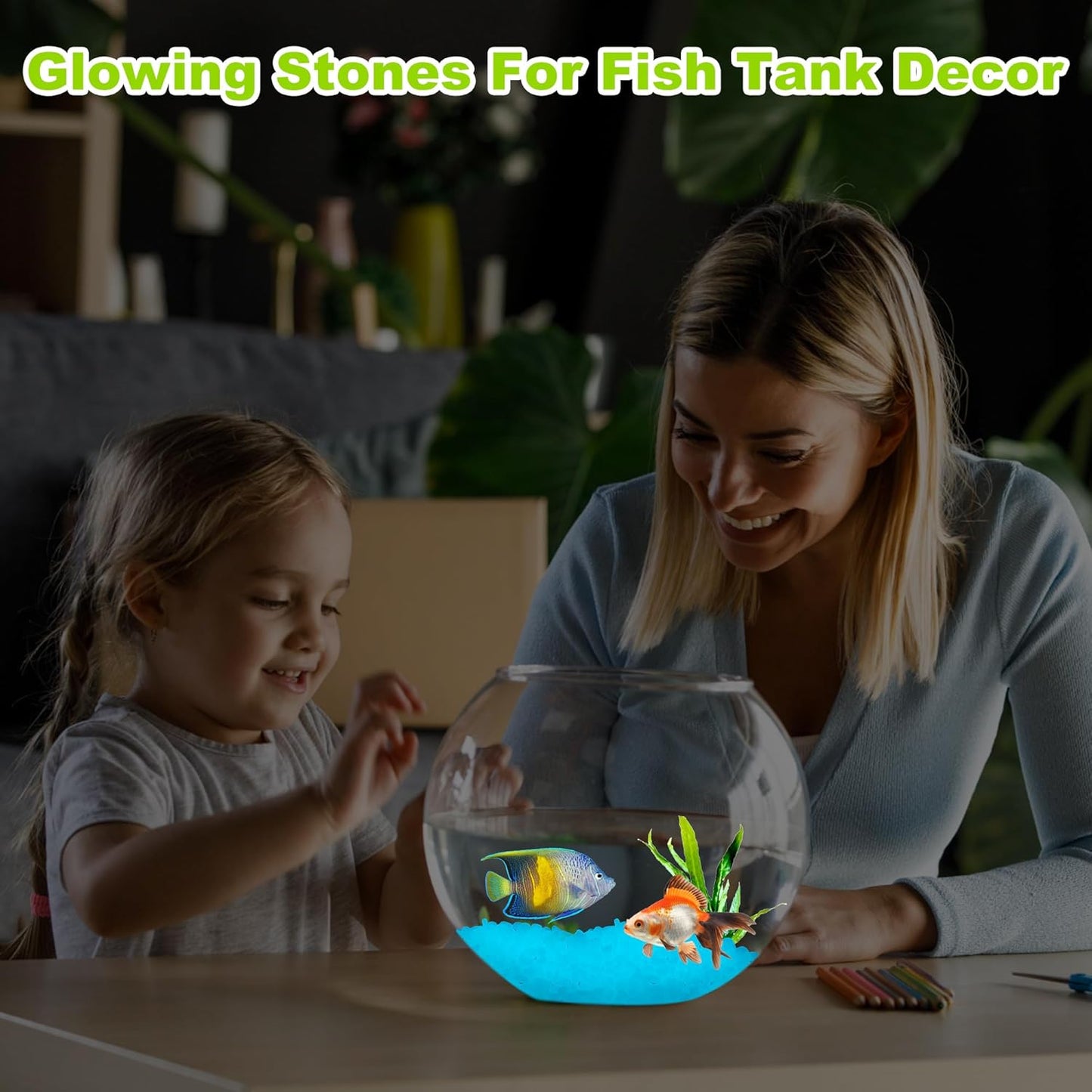 1000pc Glow in The Dark Blue Stones Blue Rocks for Garden Luminous Pebbles Glow Stones Glowing Rocks Outdoor Luminous Stone for Fish Tank Garden Patio Aquarium Walkway Driveway,Blue